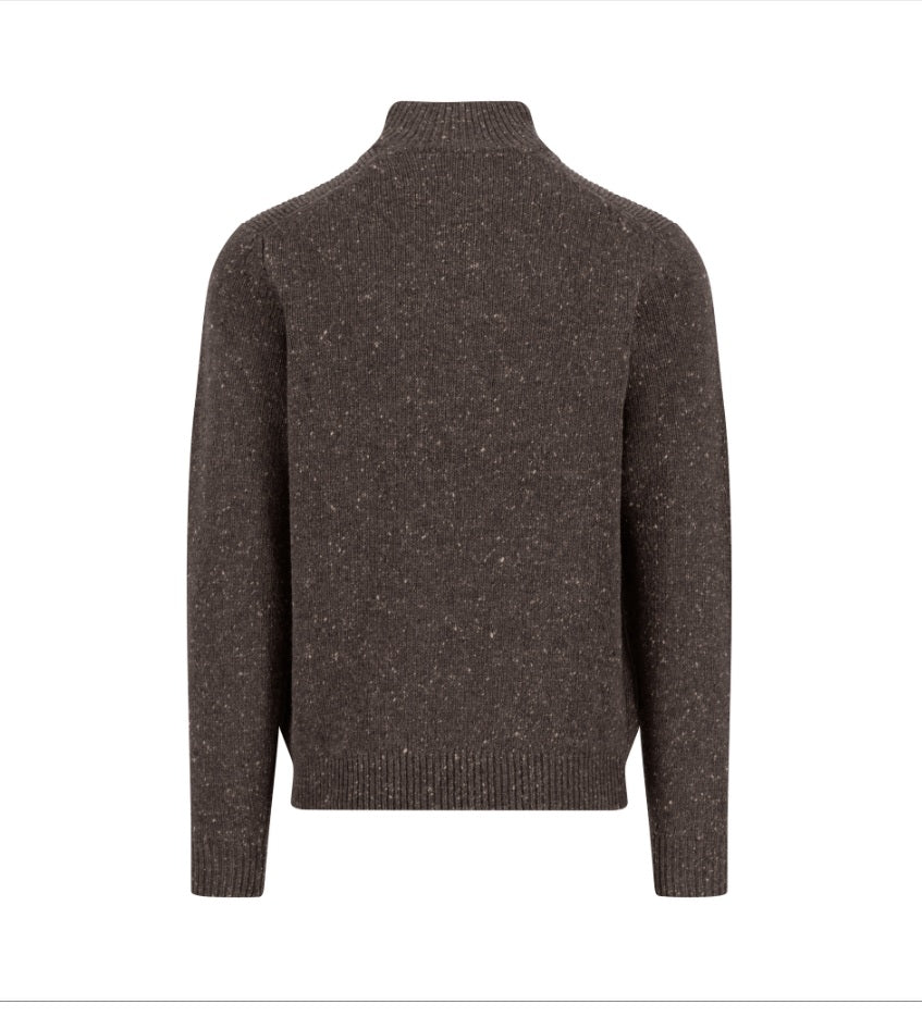 Fynch Hatton Dark Chocolate Troyer Half Zip Sweater