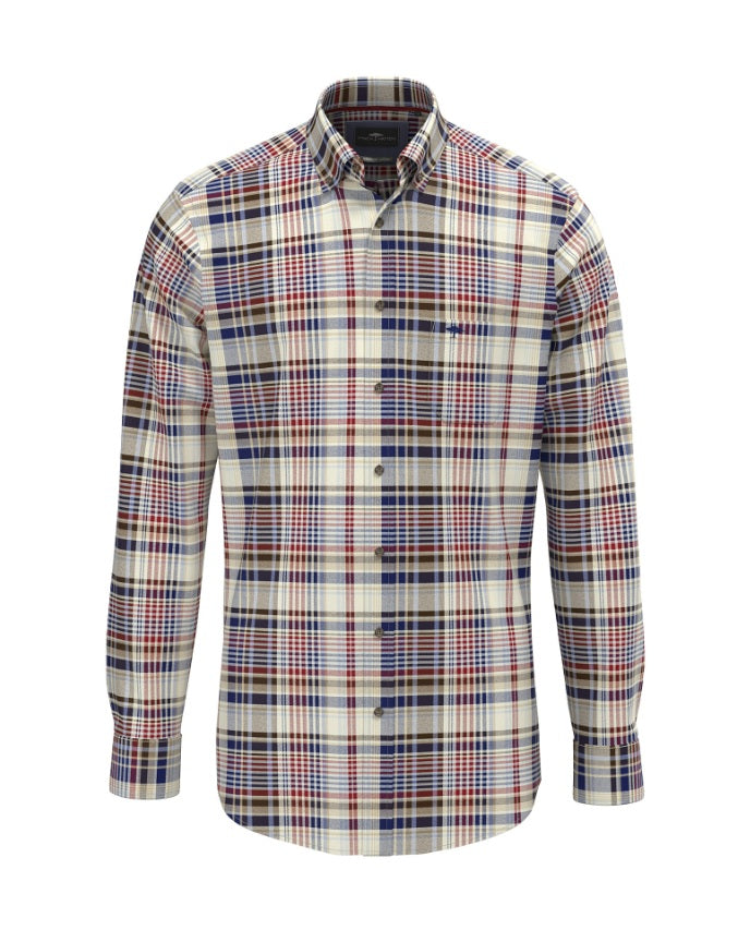 Fynch Hatton Garnet Red Flannel Check Shirt