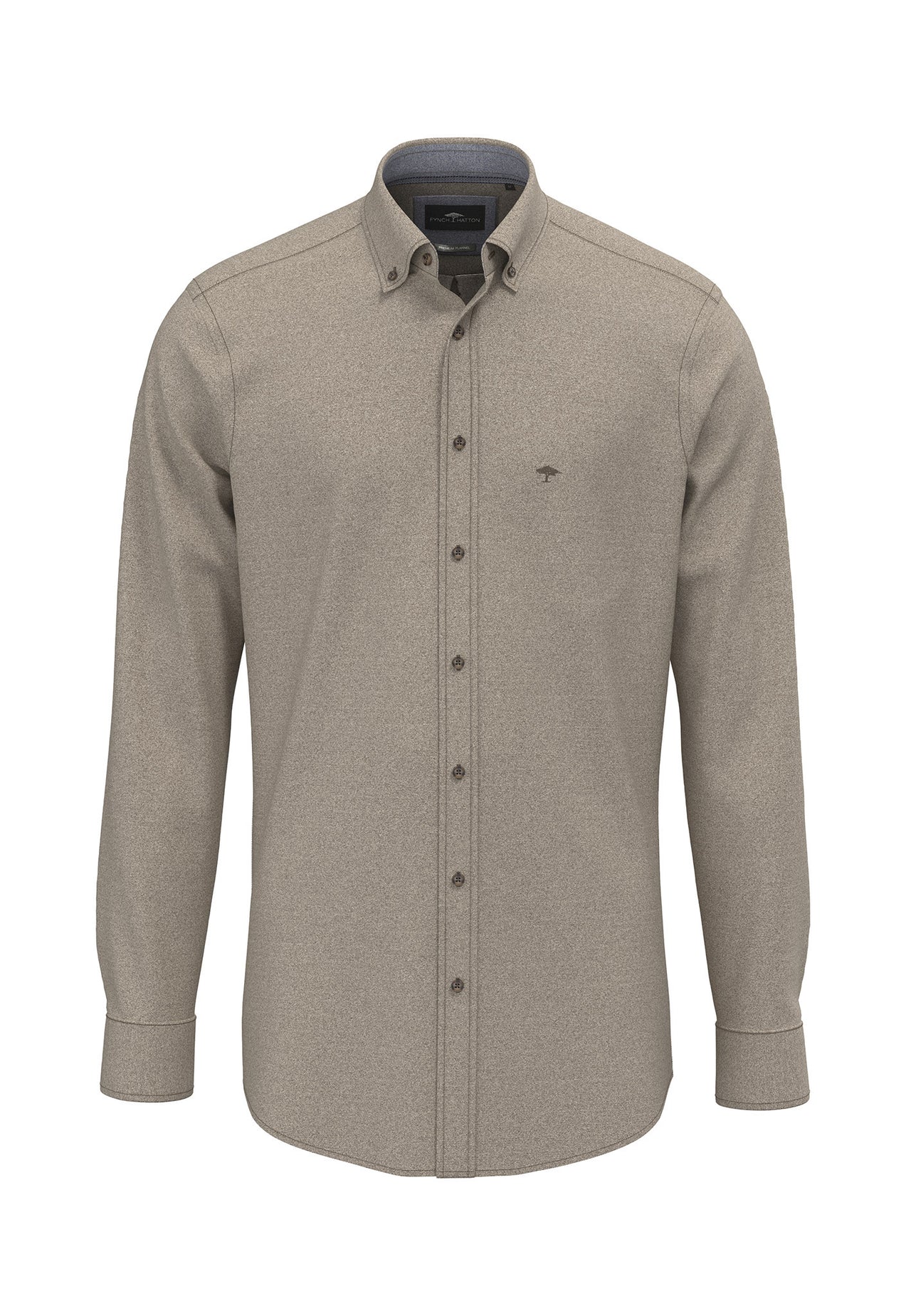 Fynch Hatton Dark Chocolate Herringbone Flannel Shirt