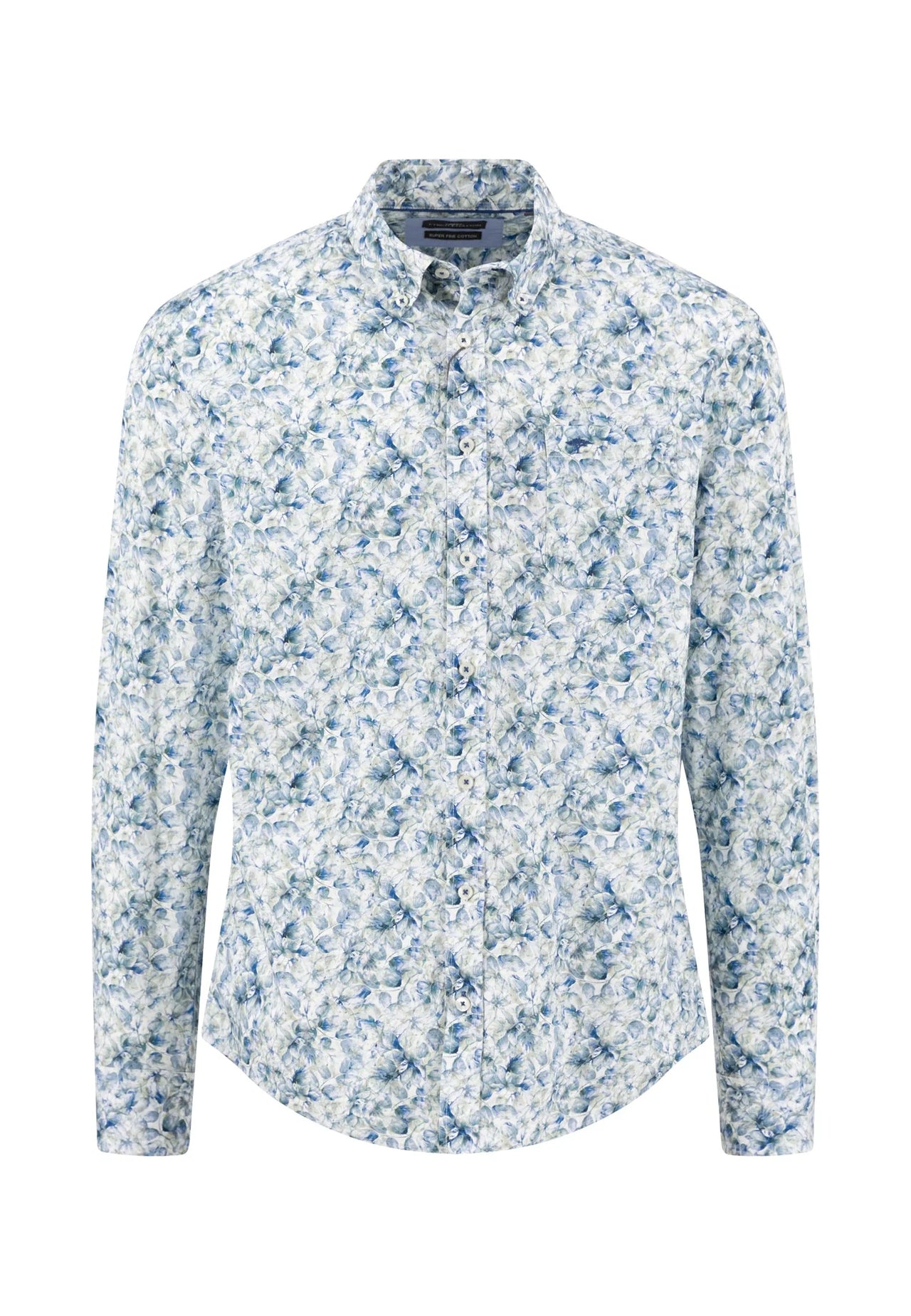 Fynch Hatton Premium Print Shirt- Harbor Blue
