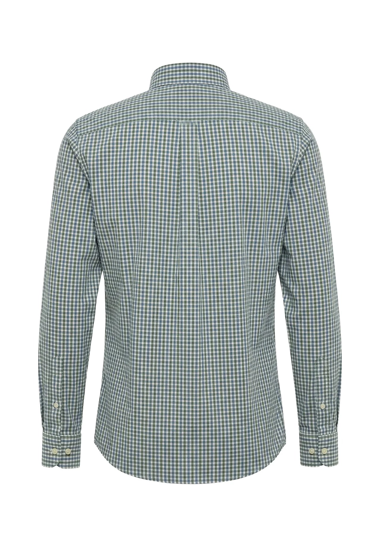 Fynch Hatton Poplin Check Shirt - Avocado