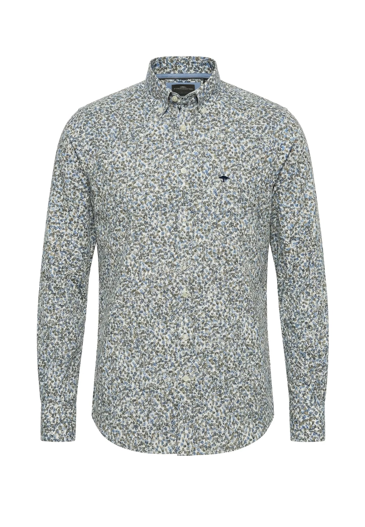Fynch Hatton Flower Print Shirt - Dark Khaki