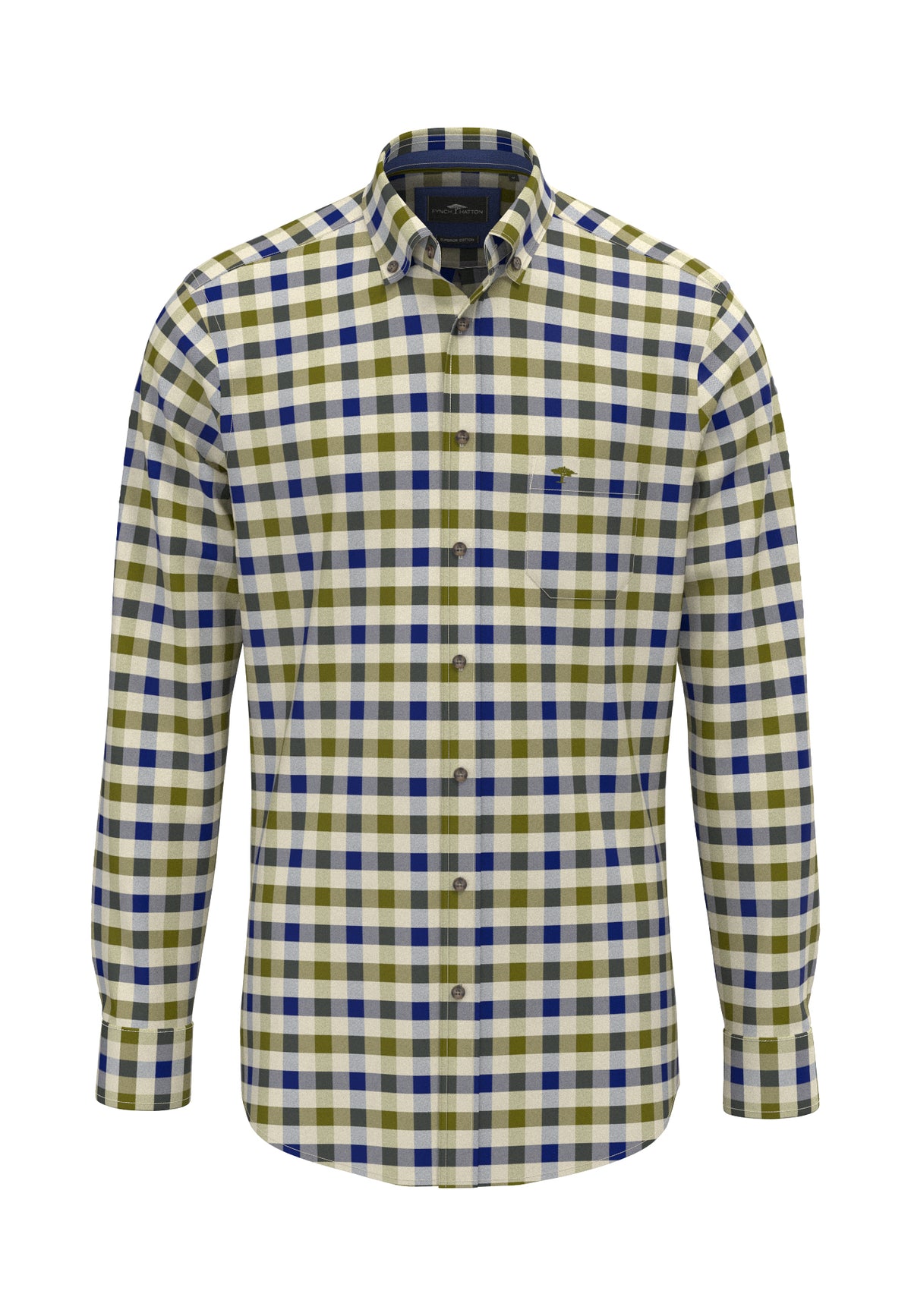 Fynch Hatton Mens Herringbone Green Check