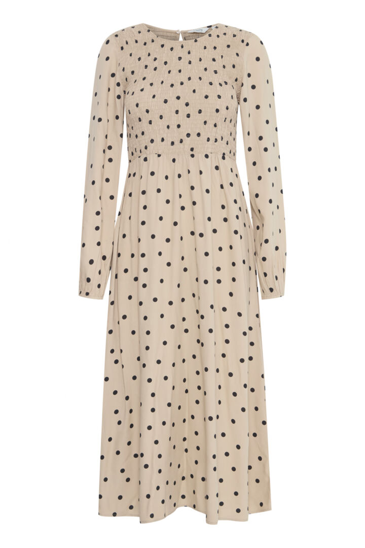B Young Beige Josa Dot Smock Dress