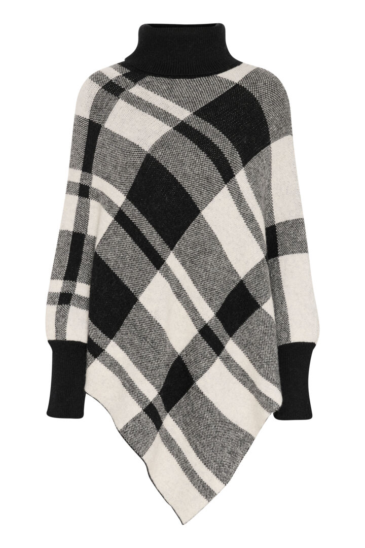 Cream Livia Poncho - Black/White