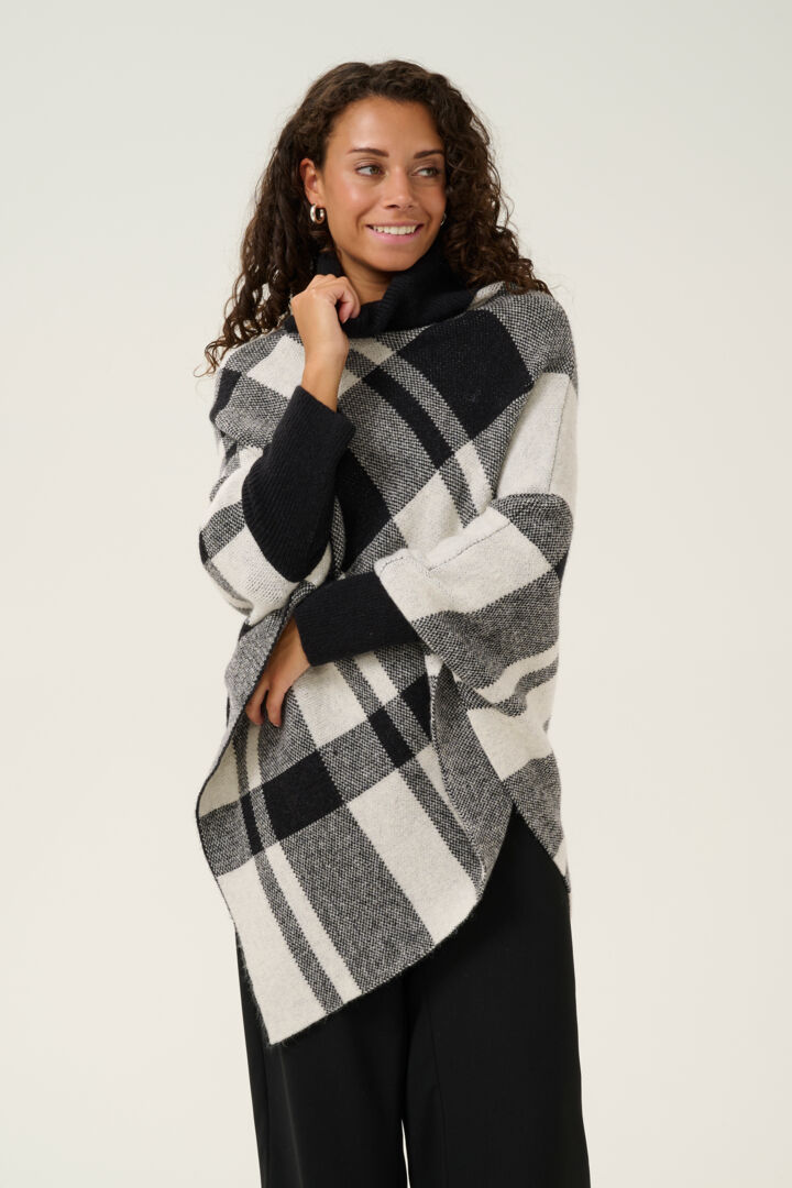 Cream Livia Poncho - Black/White