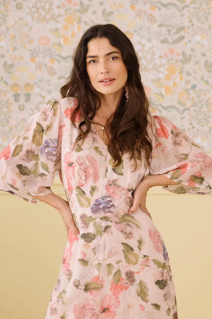 Cream Hailey Sepia Rose Dress