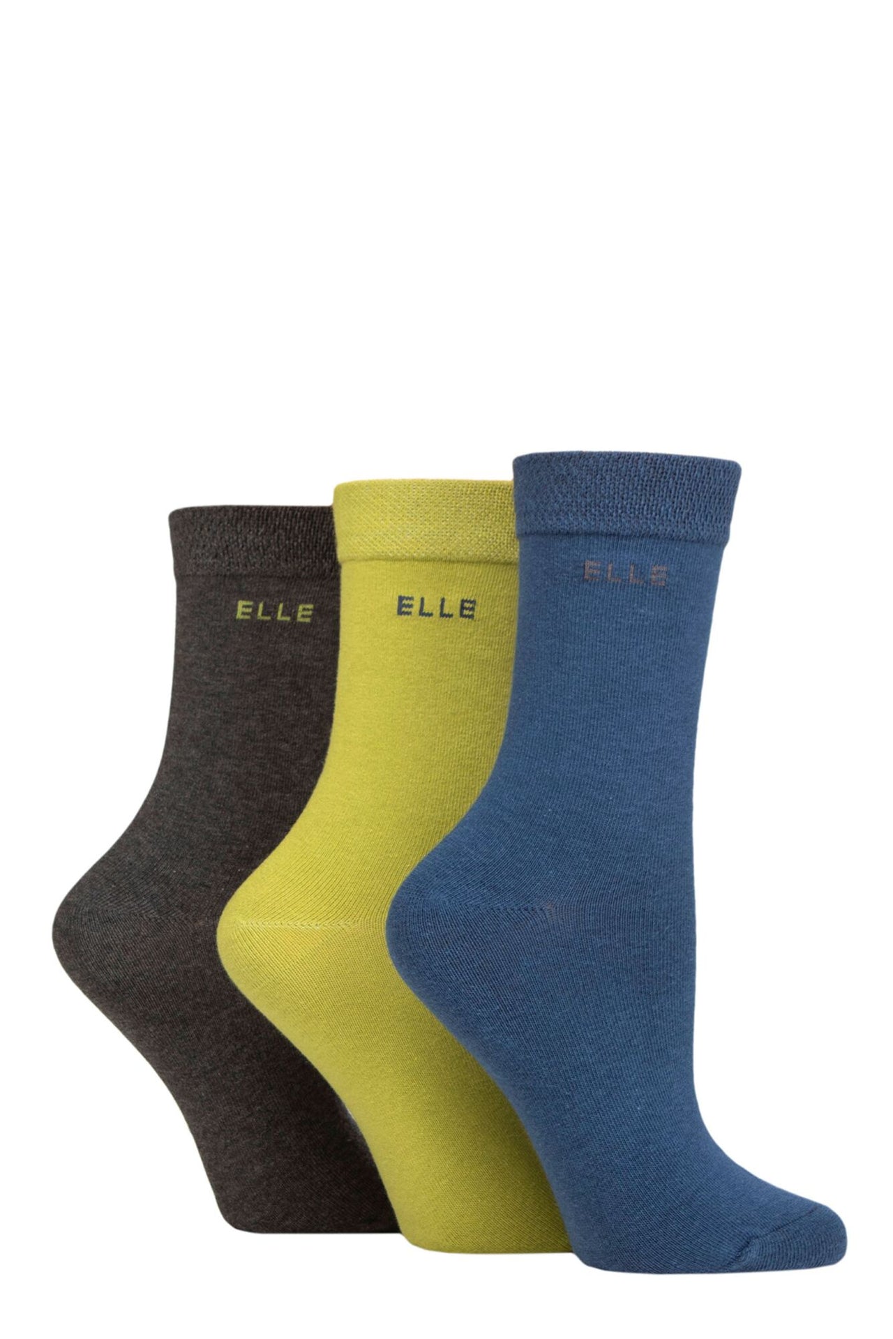 Elle 3 Pairs of Combed Cotton Moonlight Blue Socks