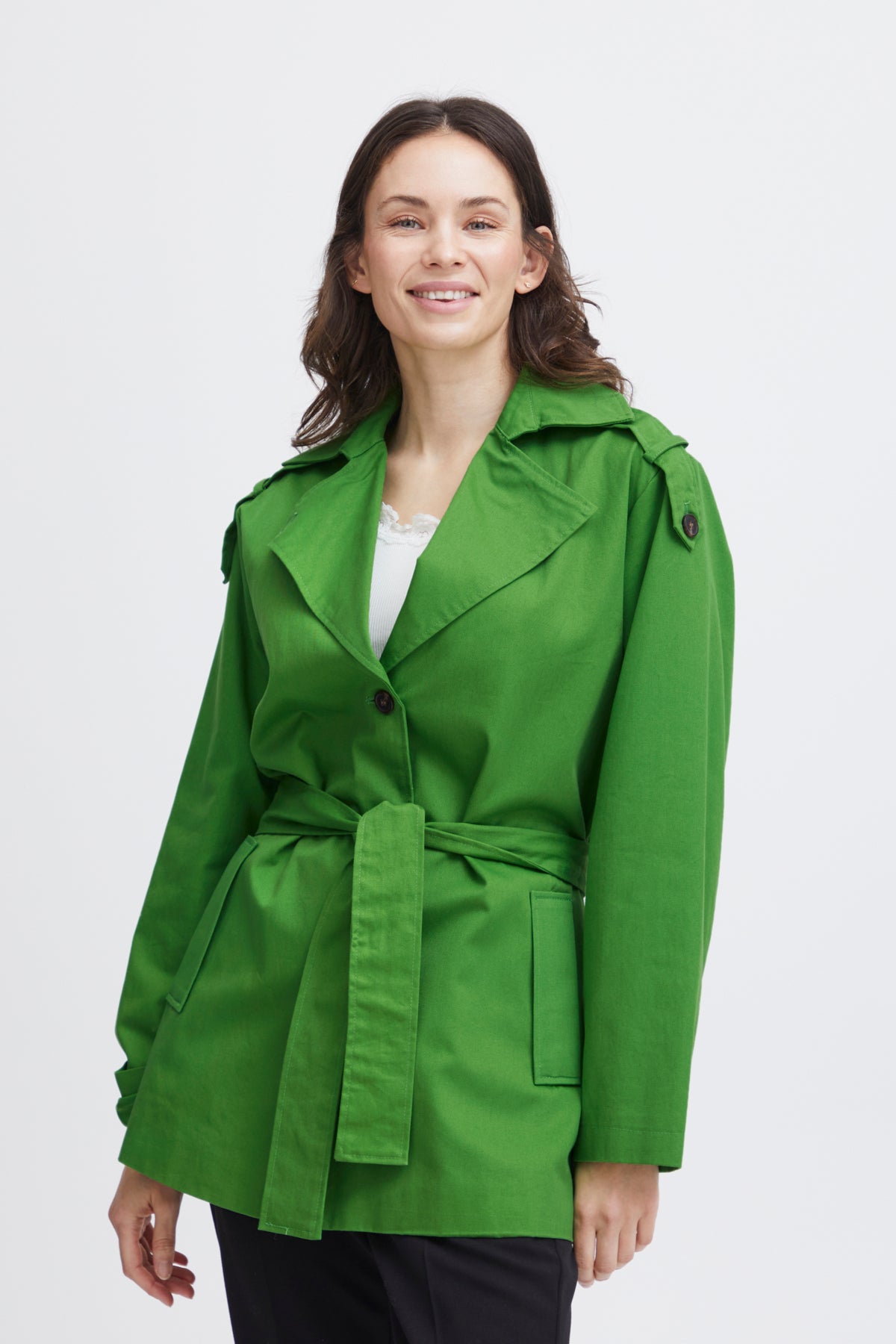 Fransa Nina Lime Green Trench Coat