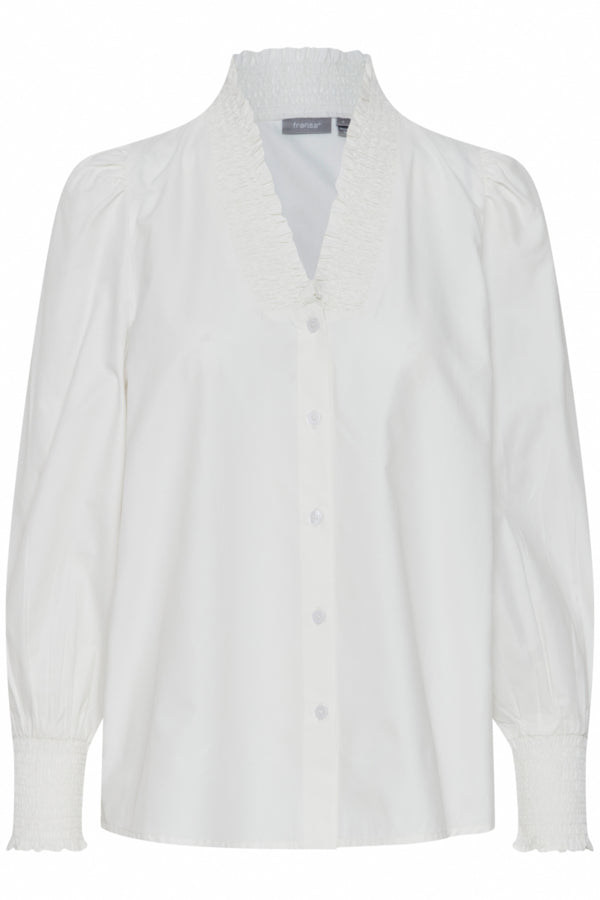 Fransa Pops White Cotton Mix Shirt