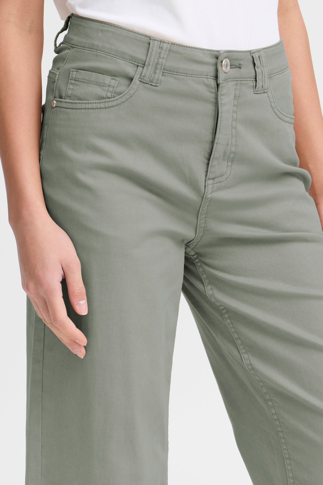 Fransa Agave Green Twill Trousers