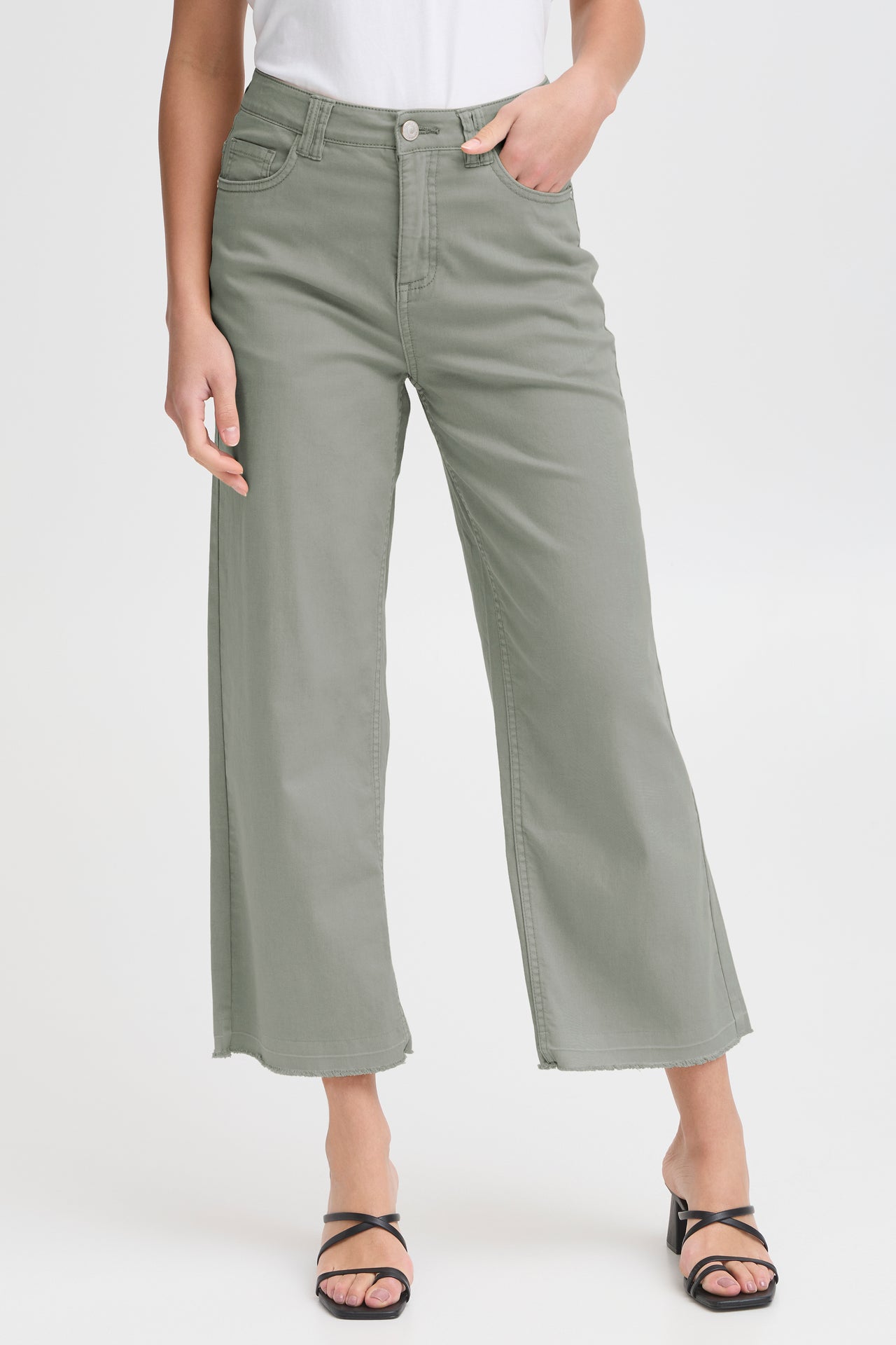 Fransa Agave Green Twill Trousers
