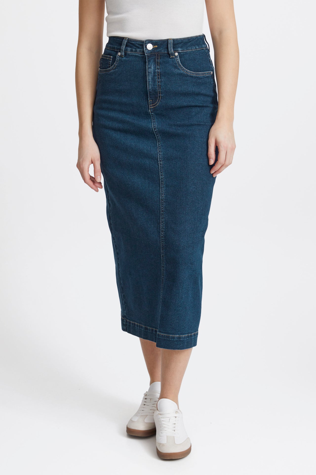 Fransa Denima Dark Blue Denim Skirt