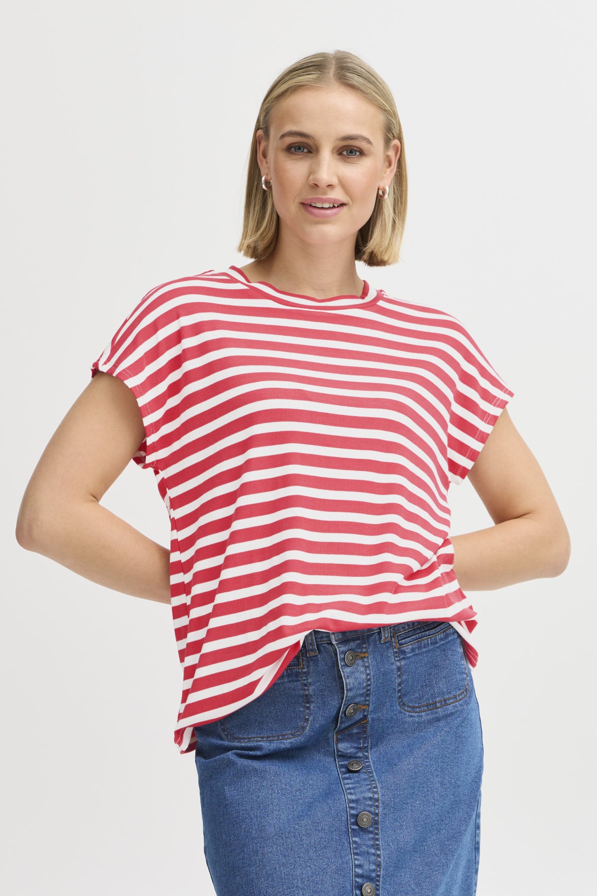Fransa Cano Red Stripe T-Shirt