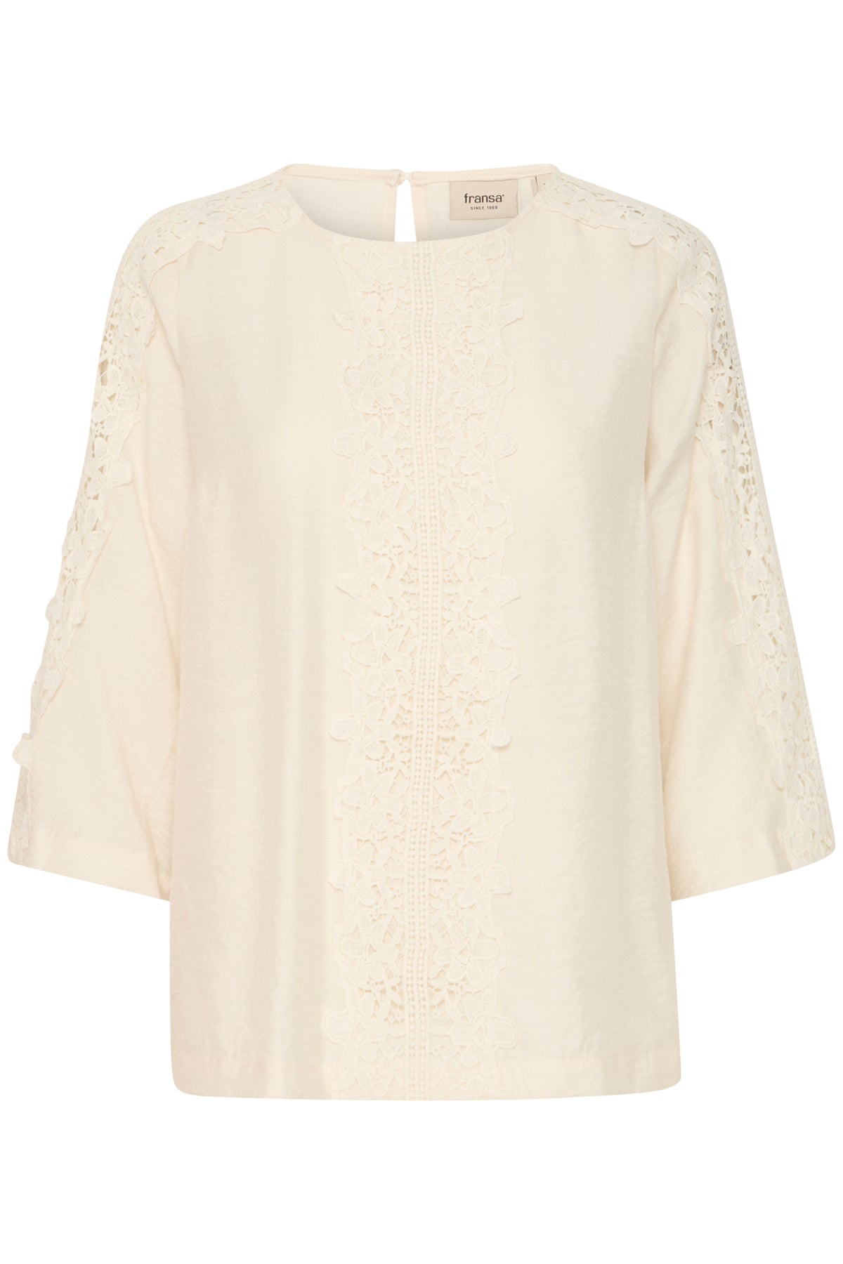 Fransa BLONDIE Collarless Long Sleeve Shirt - Whisper White