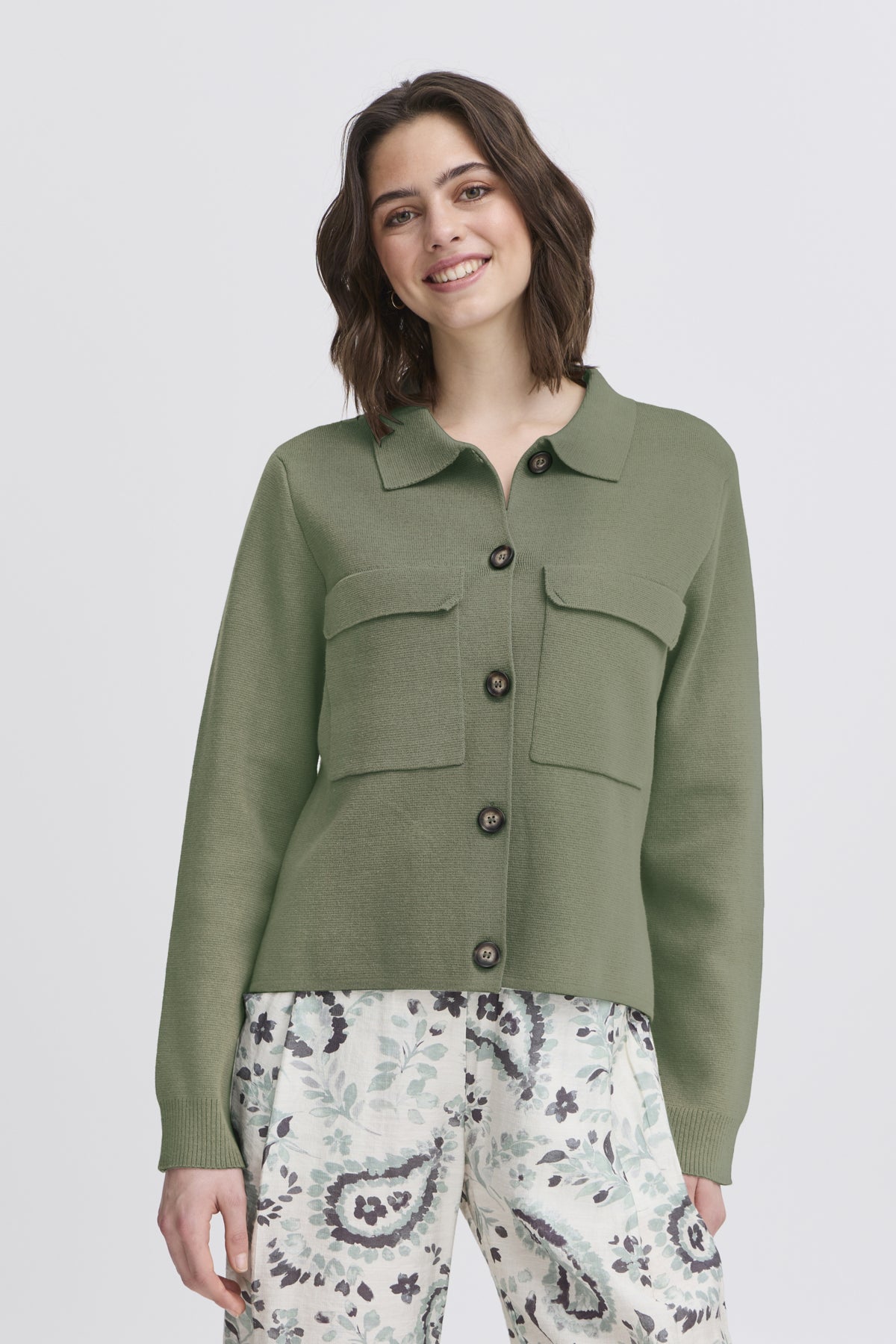 Fransa Rita Agave Green Cardigan