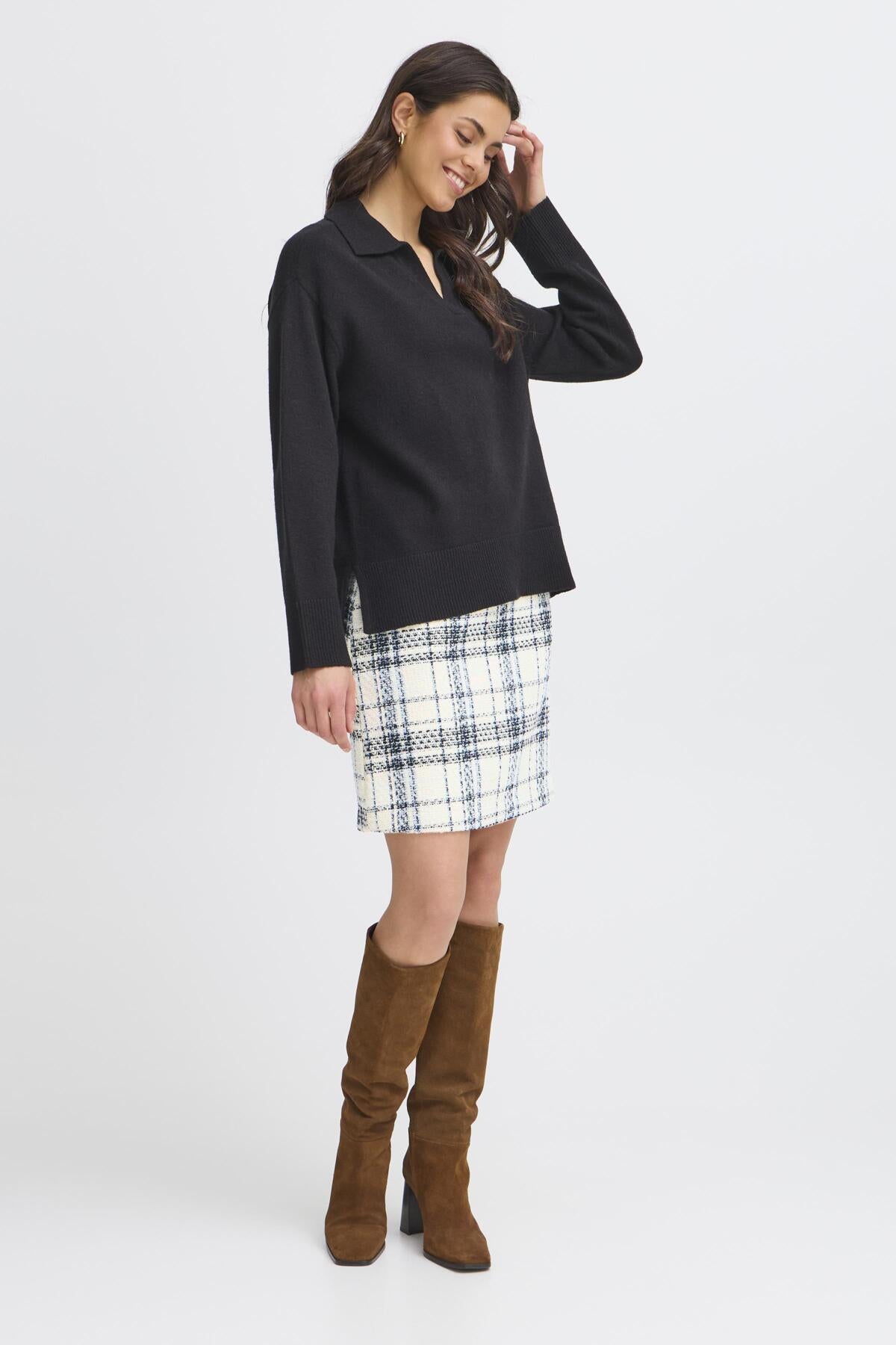 Fransa AMAYA Check Skirt - Bering Sea Art