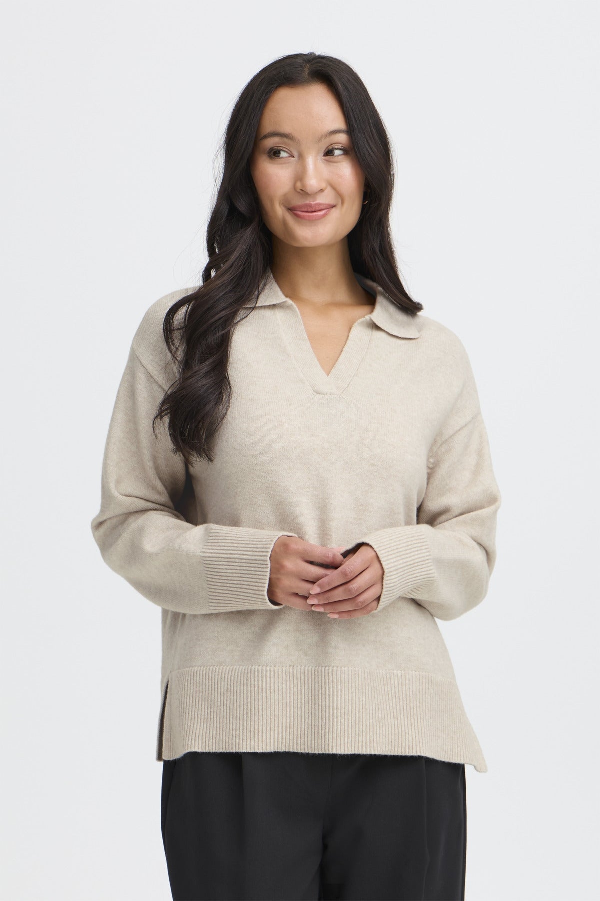 Fransa BITTE Jumper - Limestone Melange