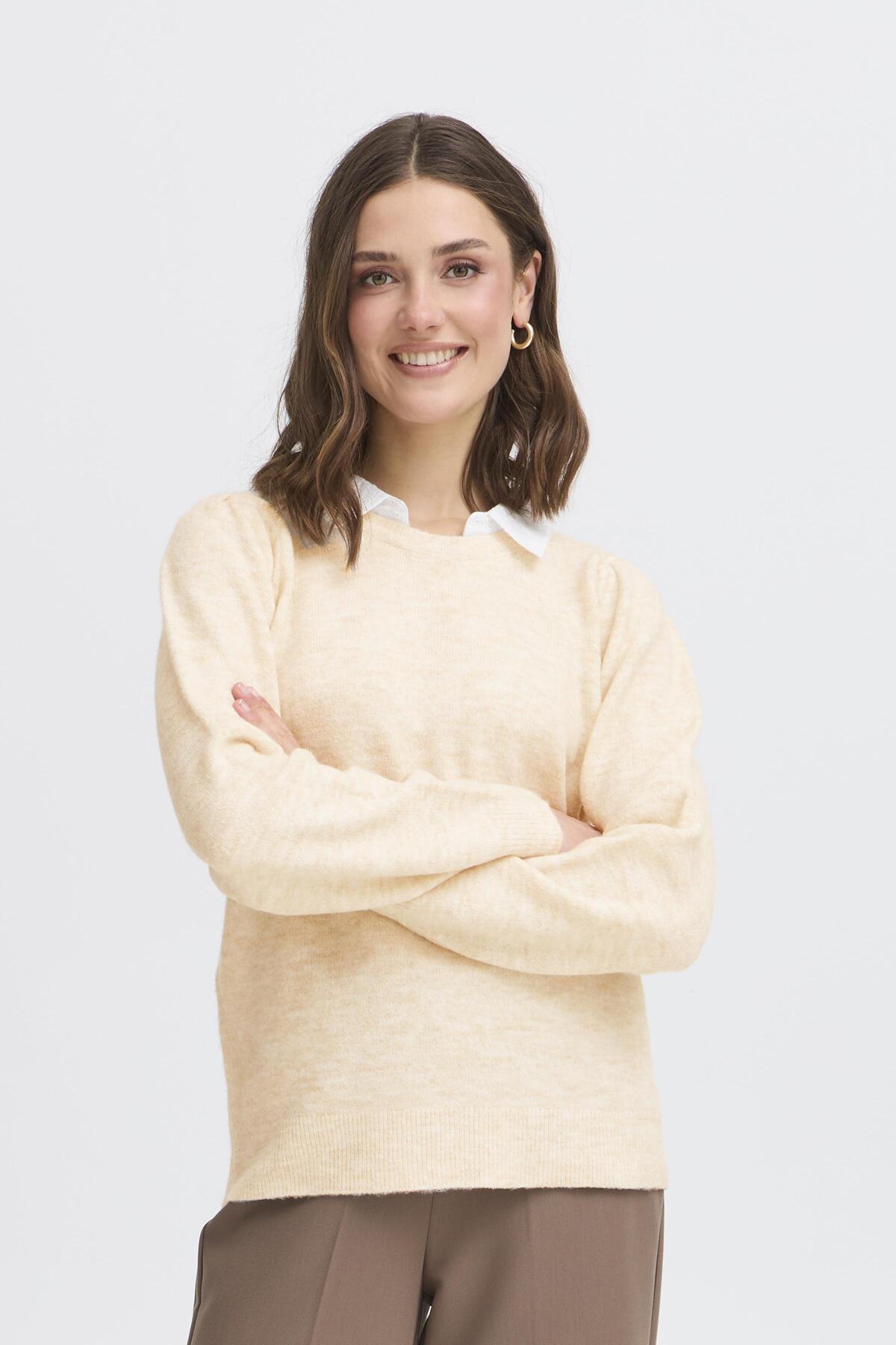 Fransa KATIEJO Jumper - Limestone Melange