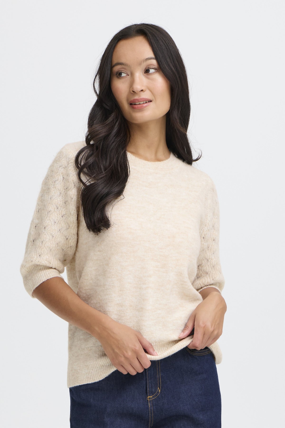Fransa KANVA Jumper - Limestone Melange