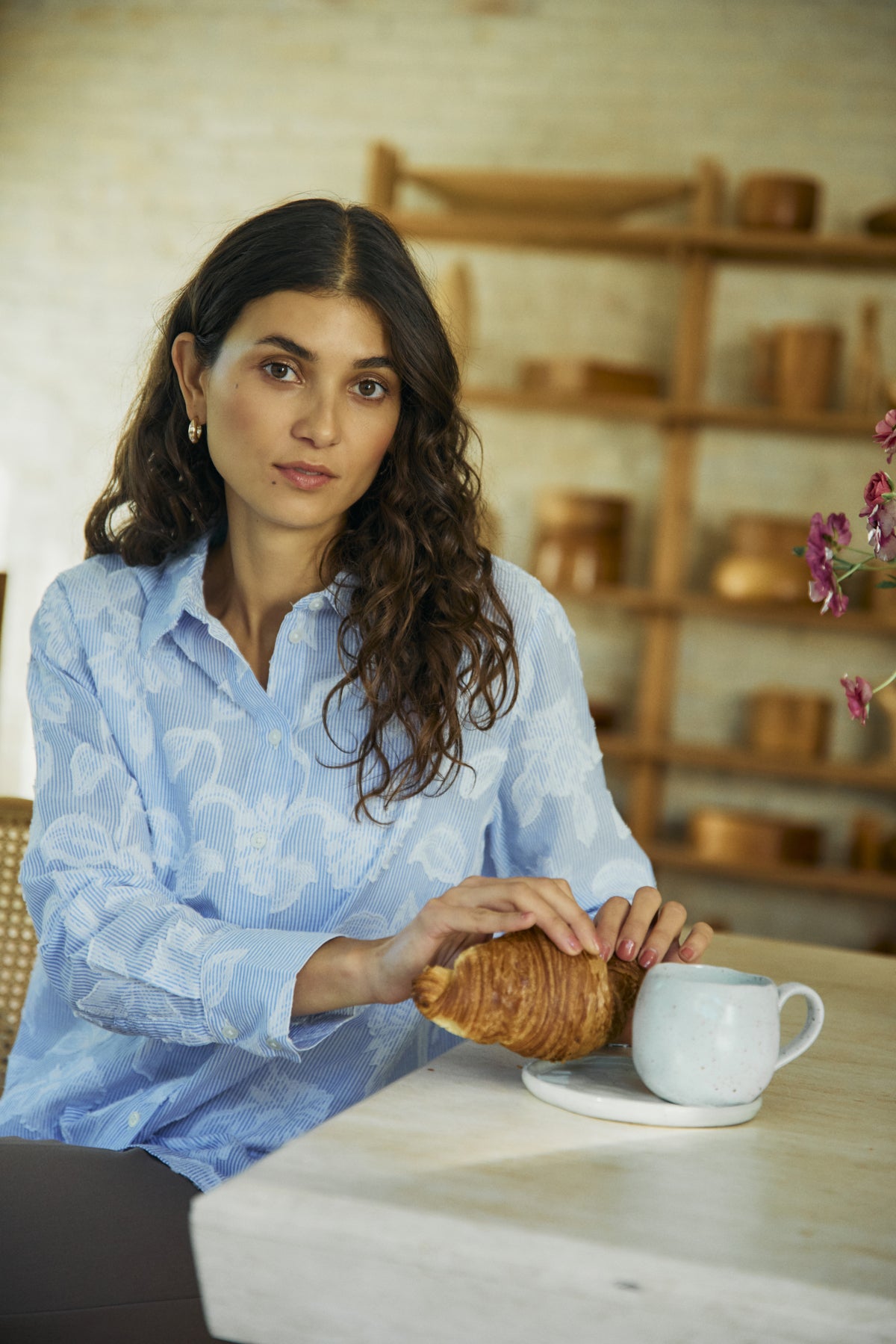 Fransa LANI Long Sleeve Shirt - Cashmere Blue