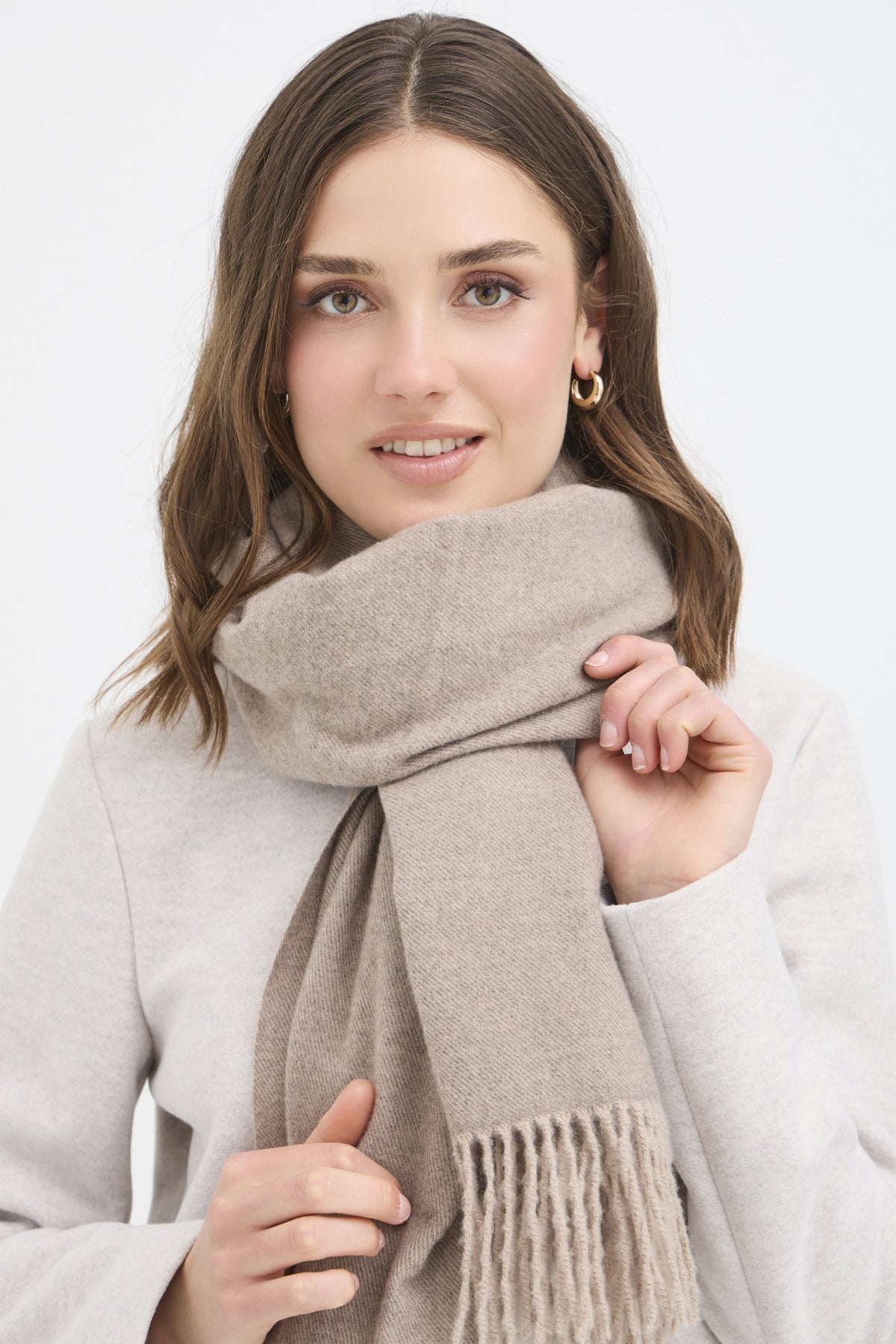 Fransa PASMIRA Scarf - Desert Taupe Melange