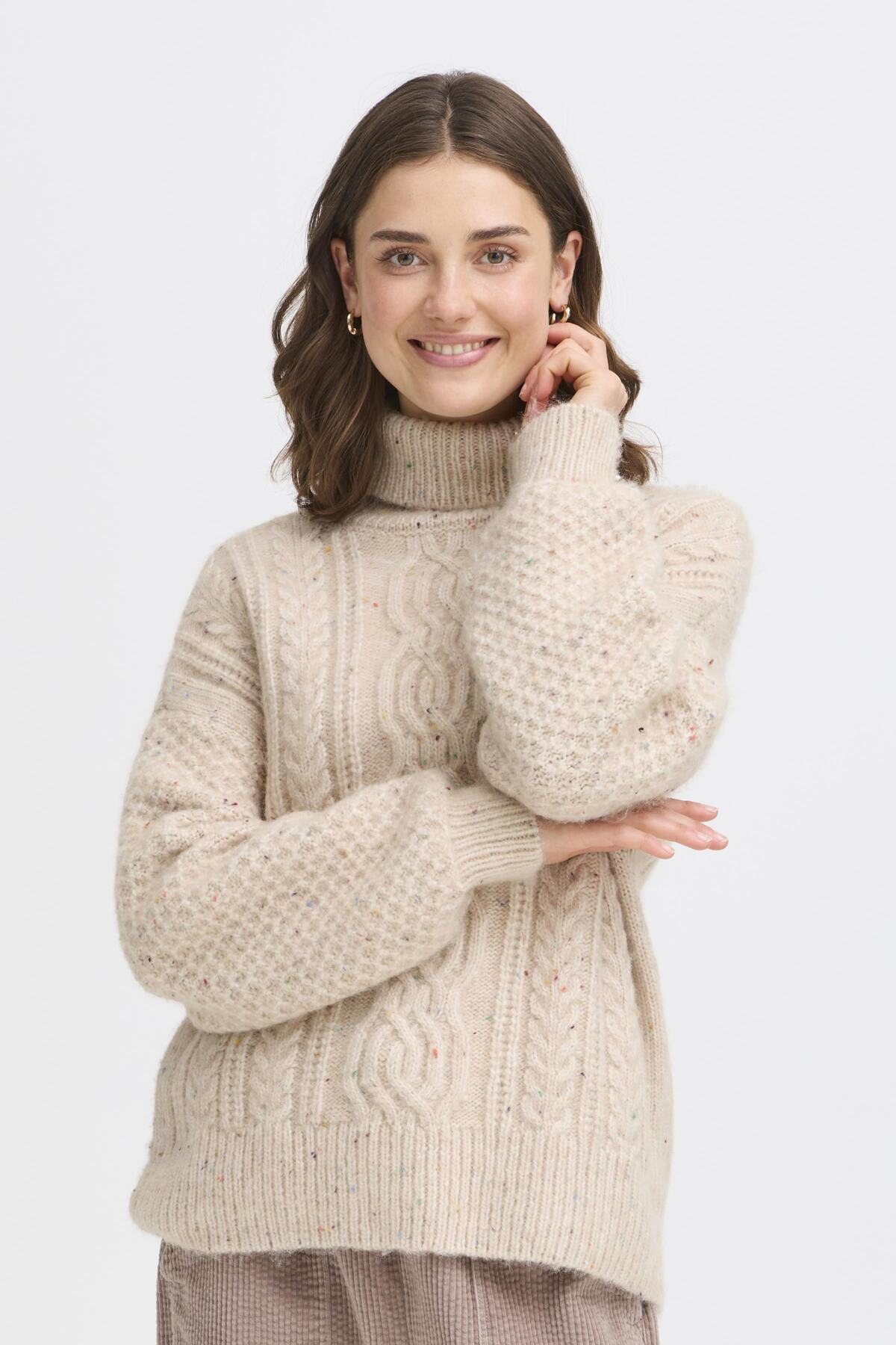 Fransa ELLEA Jumper - Oatmeal Multi