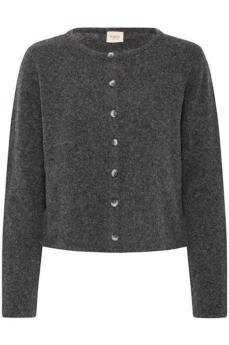 Fransa NOAH Cardigan - Charcoal Grey Melange