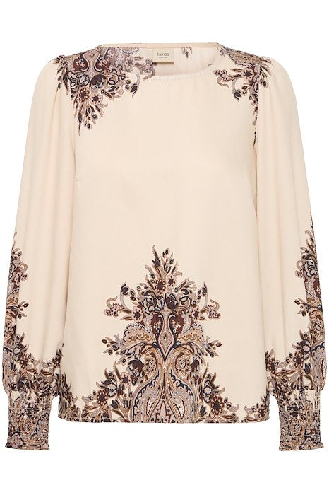 Fransa ADARA Blouse - Pumicestone Paisley