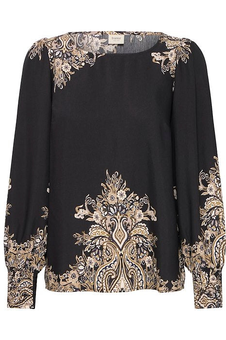 Fransa ADARA Blouse - Black Paisley