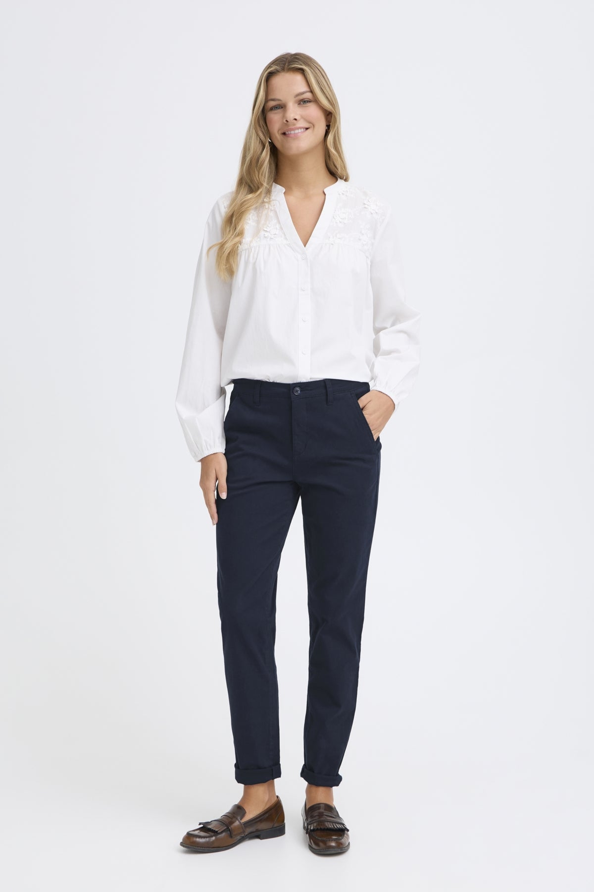 Fransa CATJA Trousers - Navy Blazer