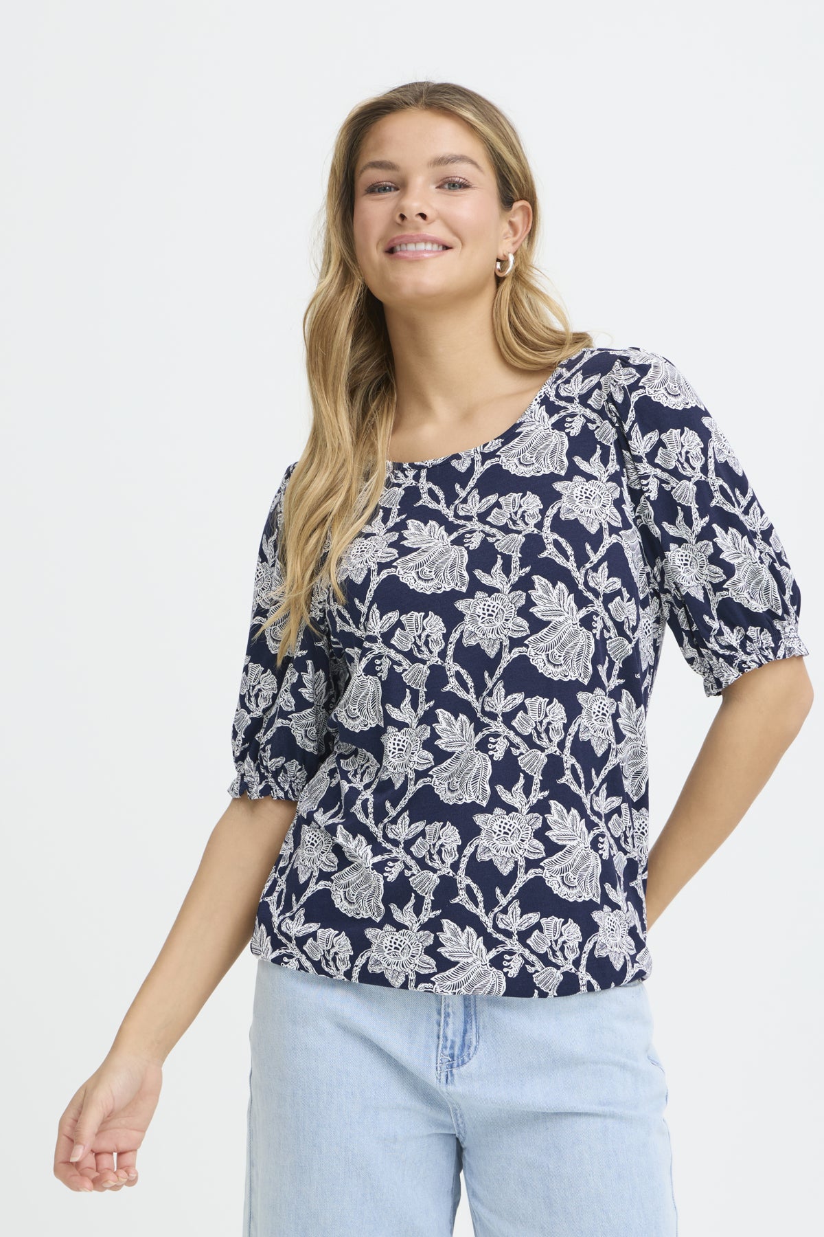 Fransa AMY Blouse - Summer Bloom Navy