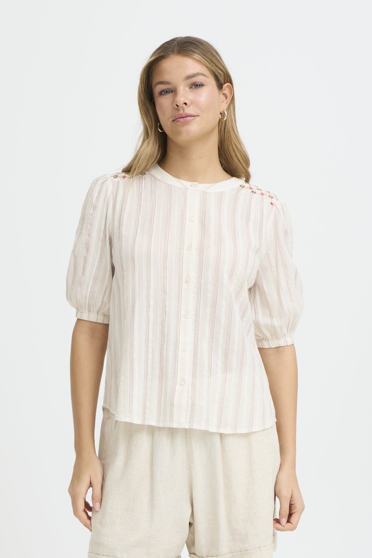 Fransa ADI Blouse - Honeysuckle Stripe