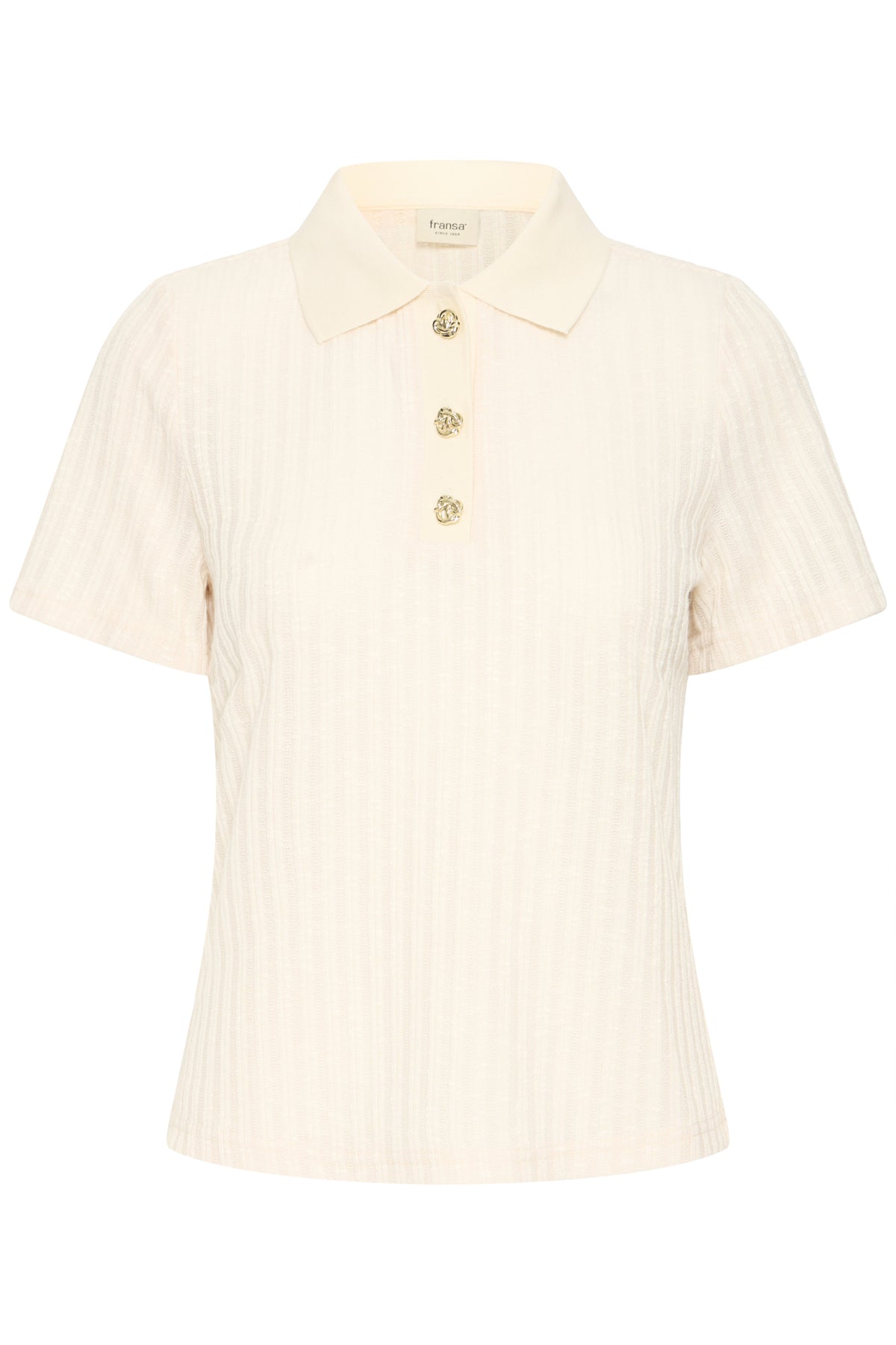 Fransa DAMIA Knitted Poloshirt - Oatmeal Melange