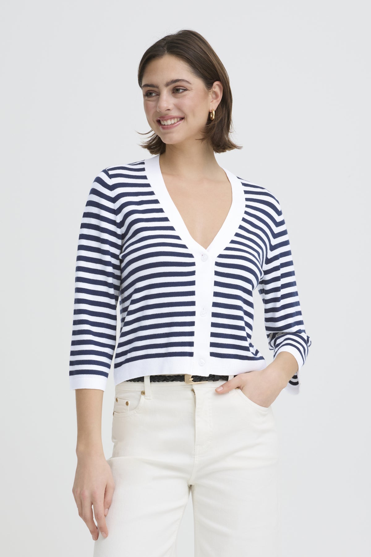 Fransa MARY Cardigan - Navy Stripe