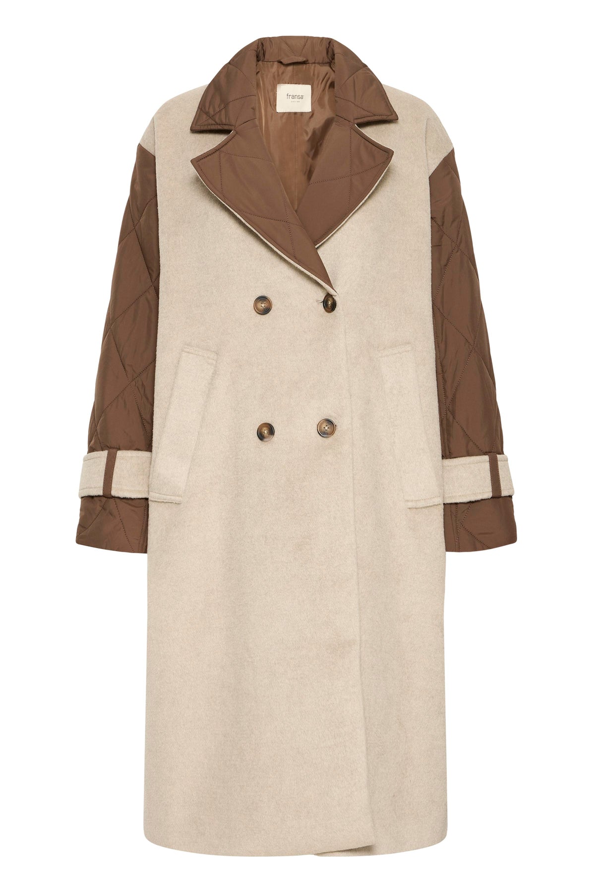 Fransa ARIBA Long Trench Coat - String Mix