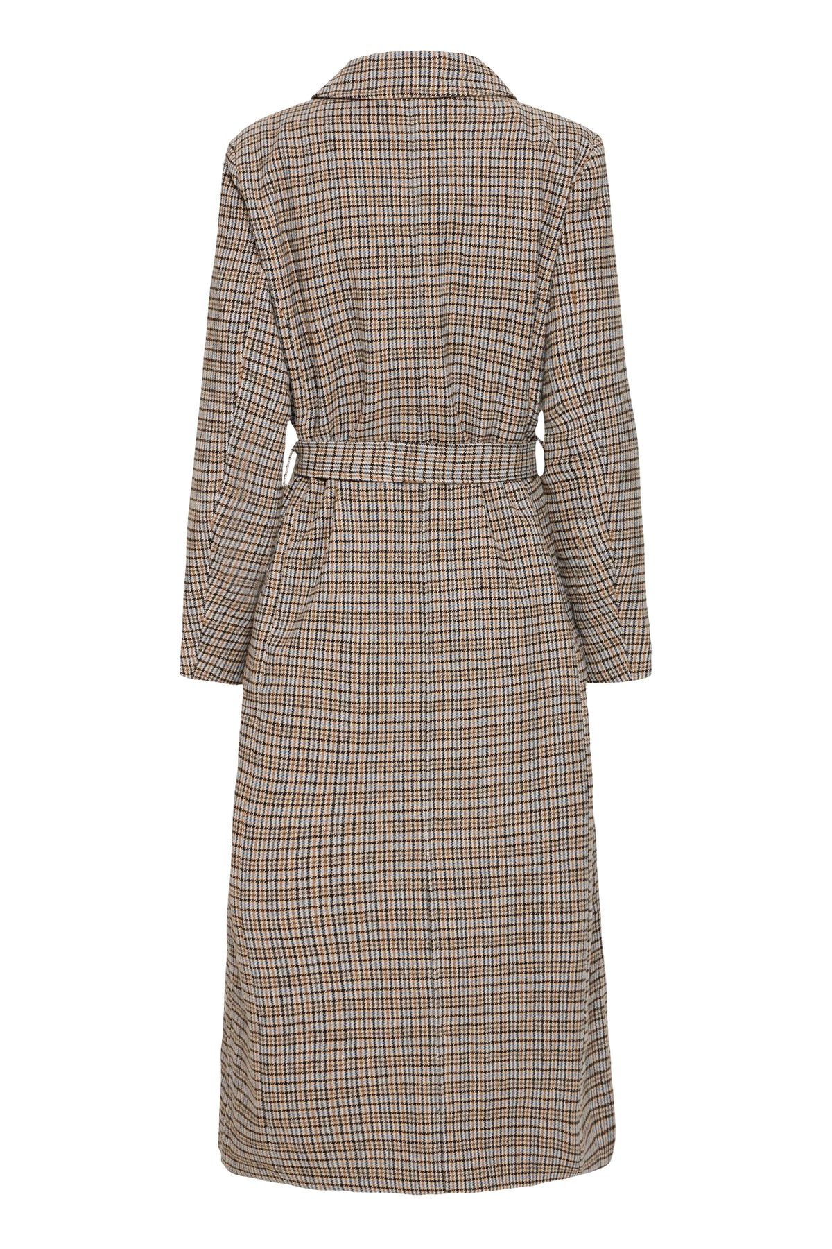 Fransa ANTONETTE Long Jacket - Tobacco Brown/Ice Water Check