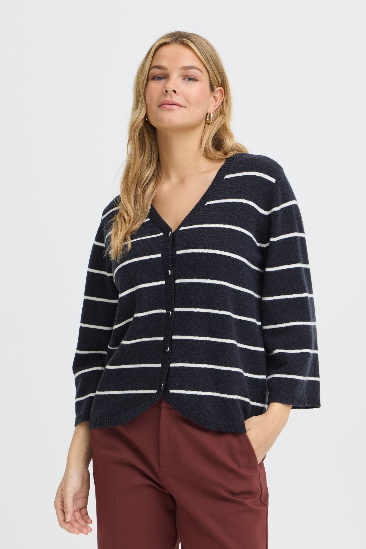 Fransa BITTE Knitted Cardigan - Salute Stripe