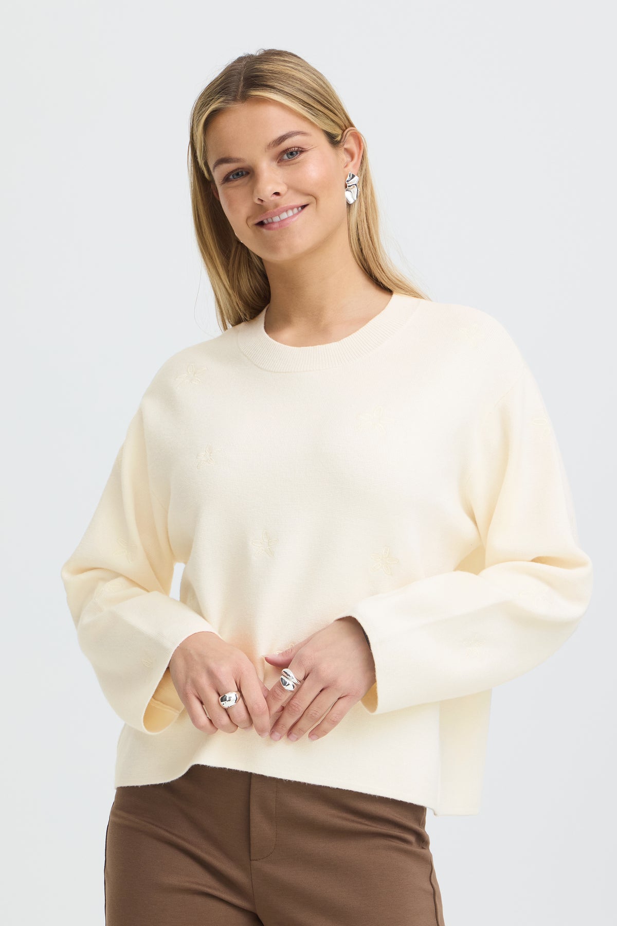 Fransa VERA Knitted Jumper - Whisper White