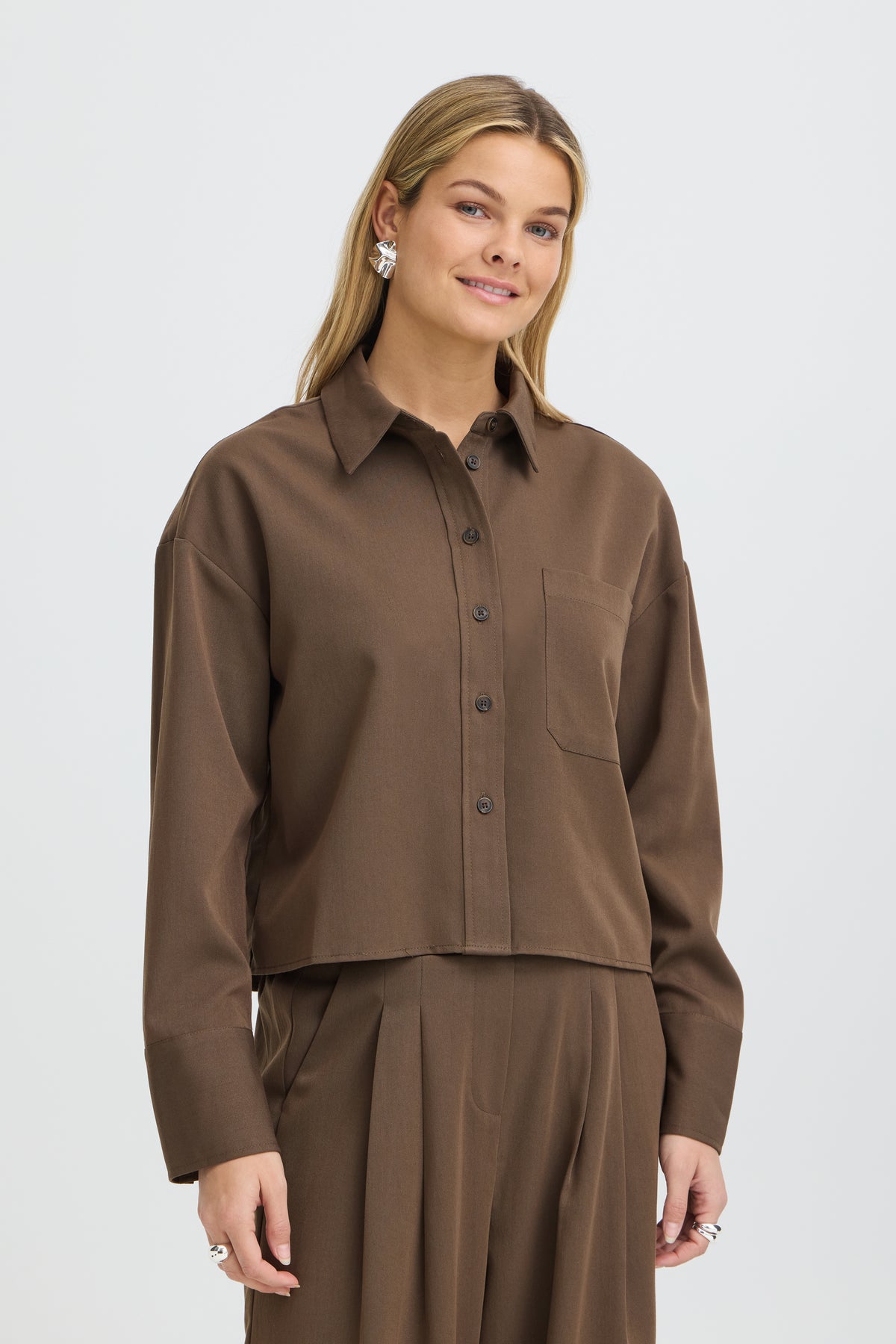 Fransa VEDA Shirt - Rain Drum Melange