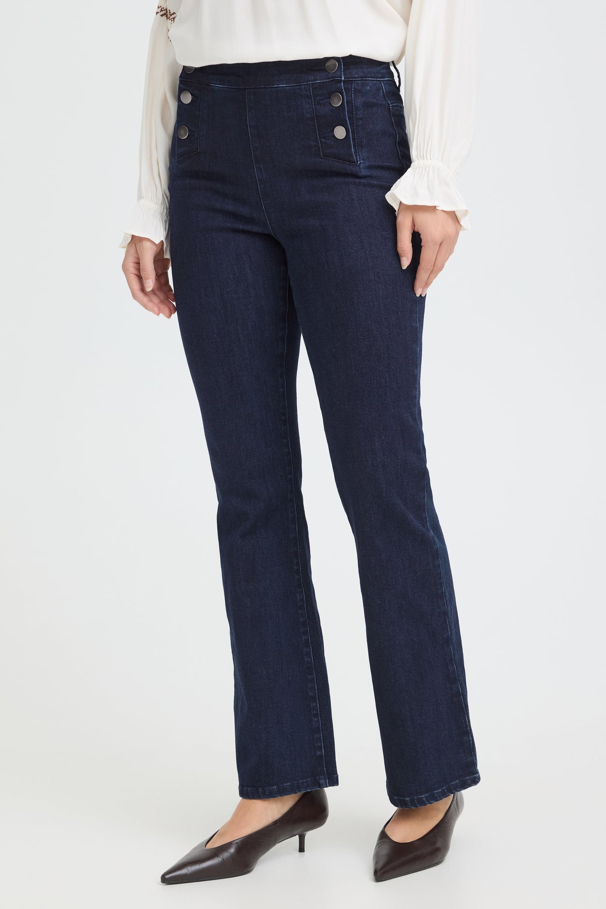 Fransa LISSI HANNA Flared Jeans - Indigo Blue Denim