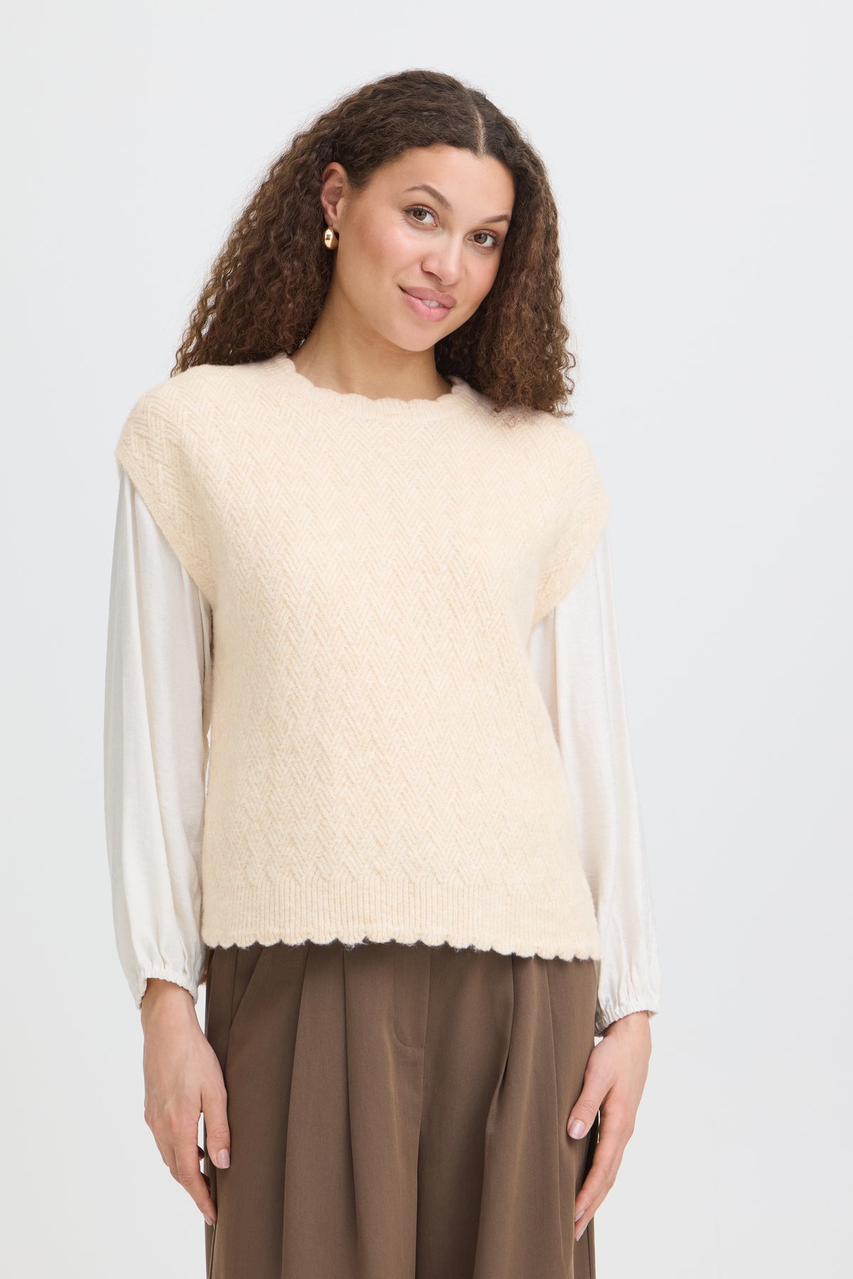 Fransa NETTY Vest - Oatmeal Melange