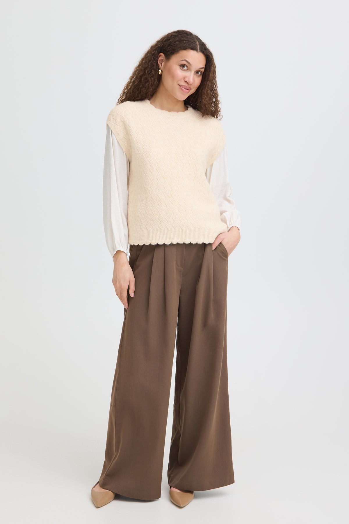 Fransa NETTY Vest - Oatmeal Melange