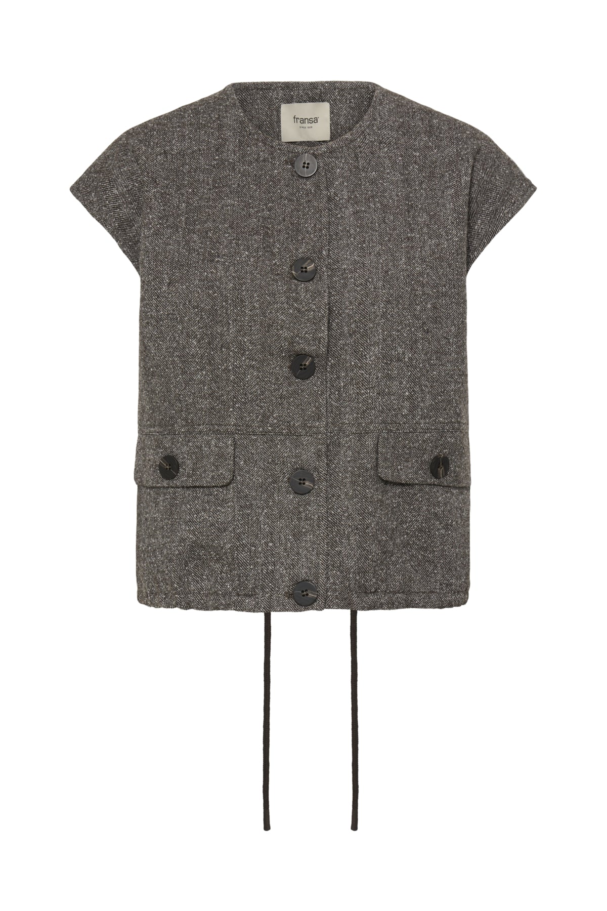 Fransa VEA Vest Top - Hot Fudge Herringbone