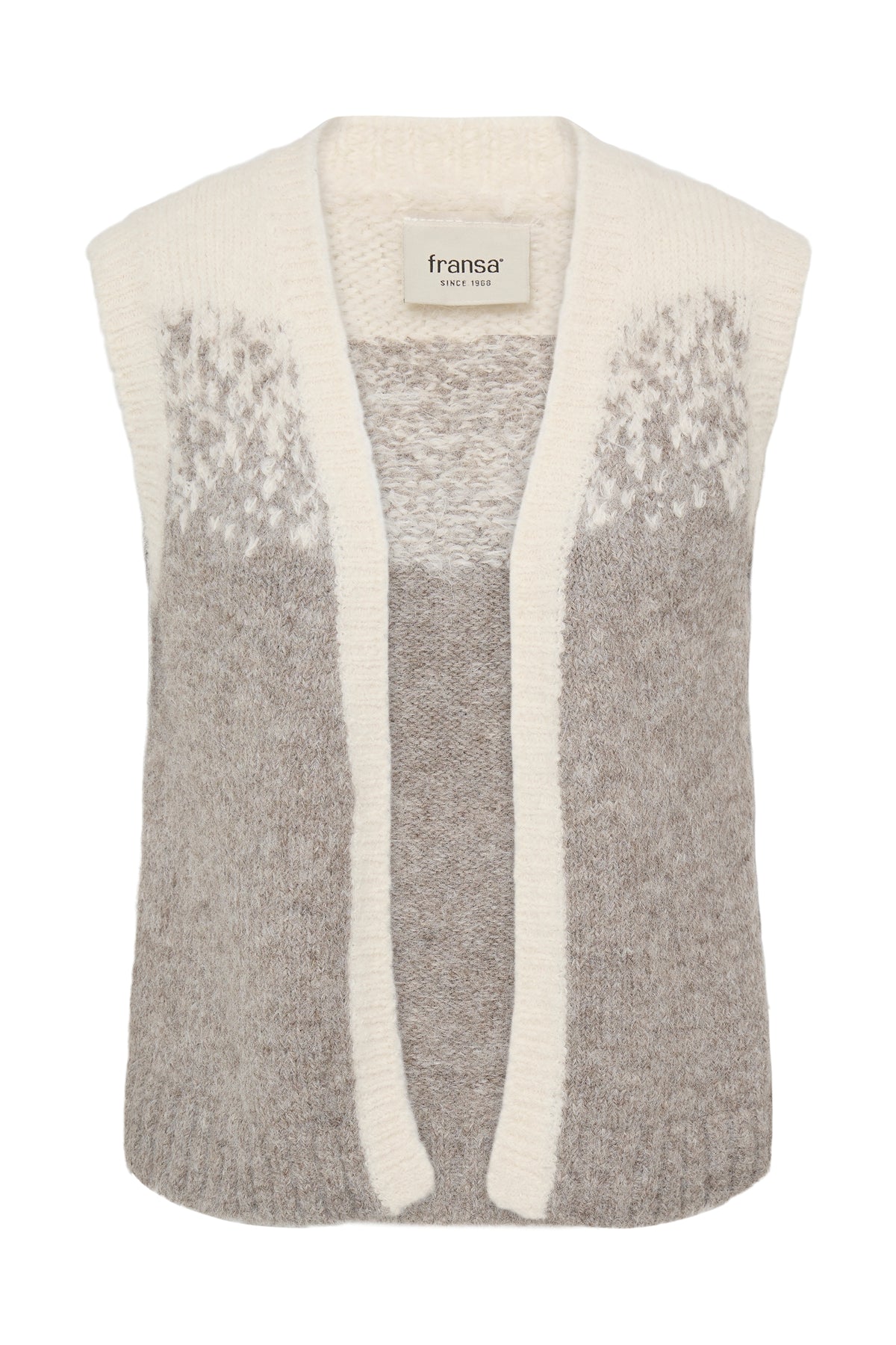 Fransa TYE Knitted Vest - Driftwood Mix