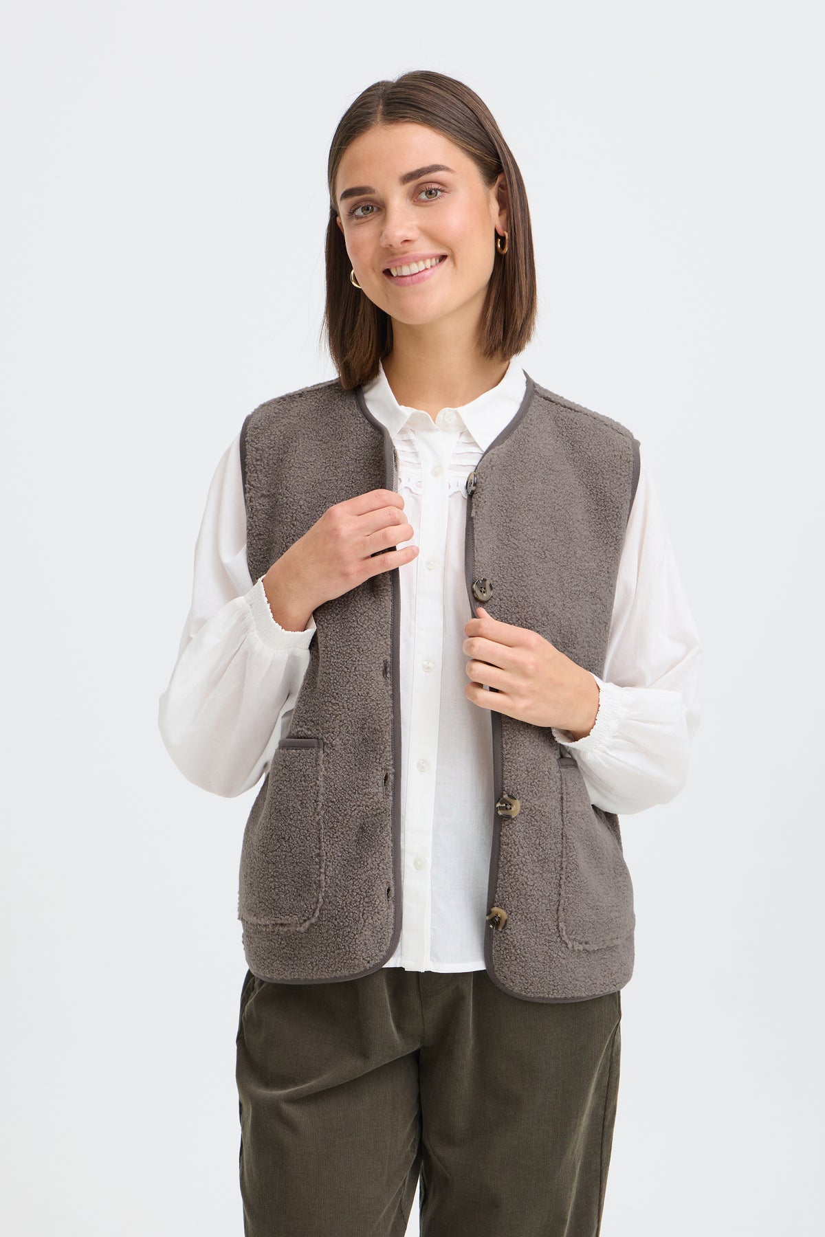 Fransa TENYA Waistcoat - Driftwood