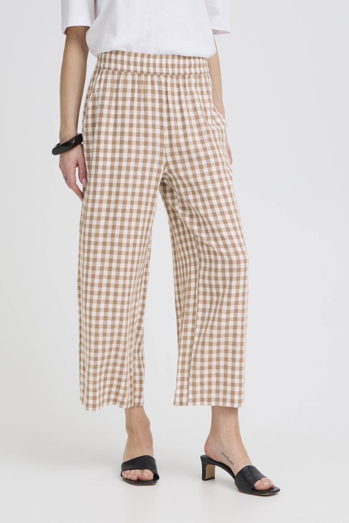 B Young Falakka Crop Trousers - Woodsmoke Check