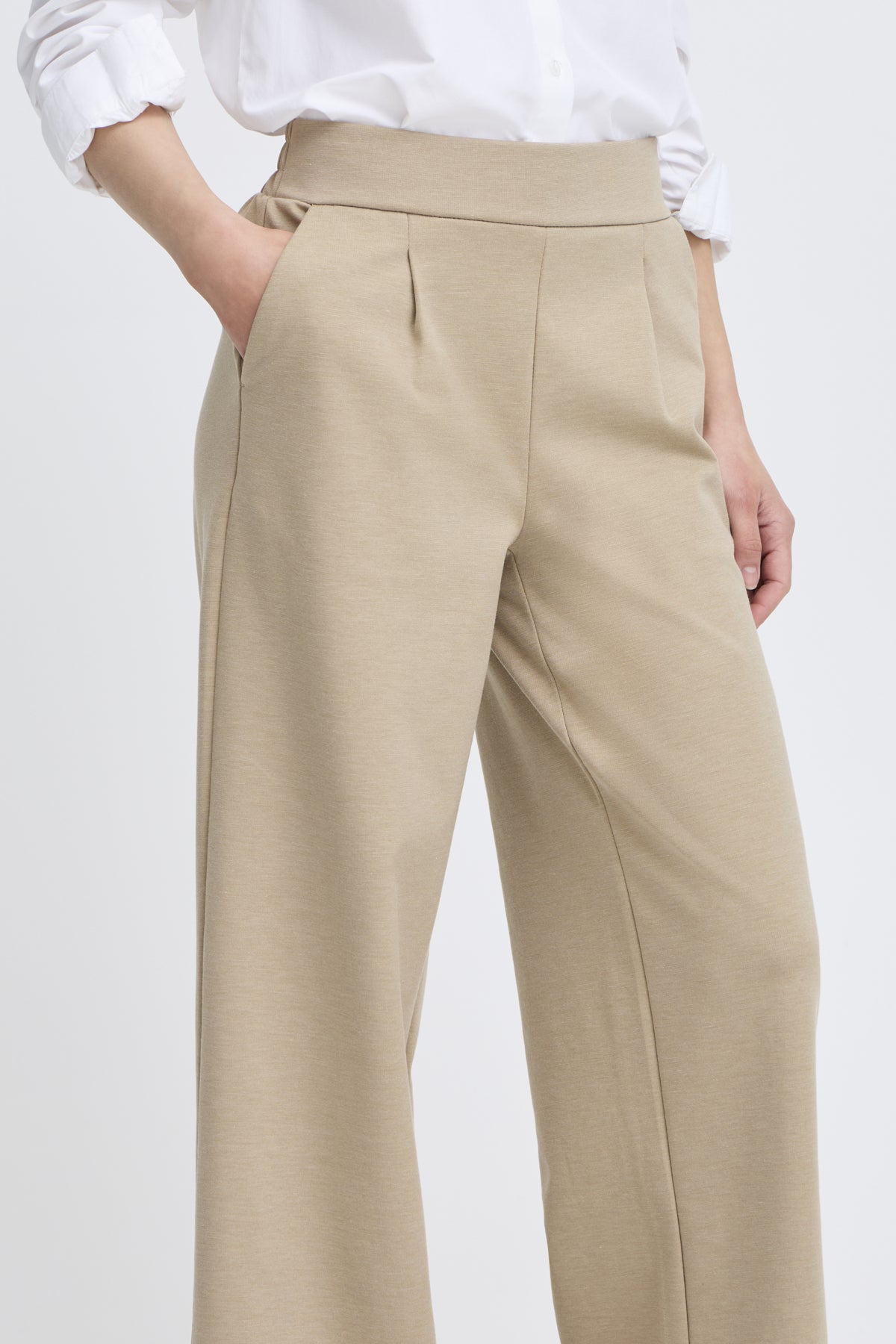 B Young Rizetta Wide Cropped Trousers - Chinchilla Melange