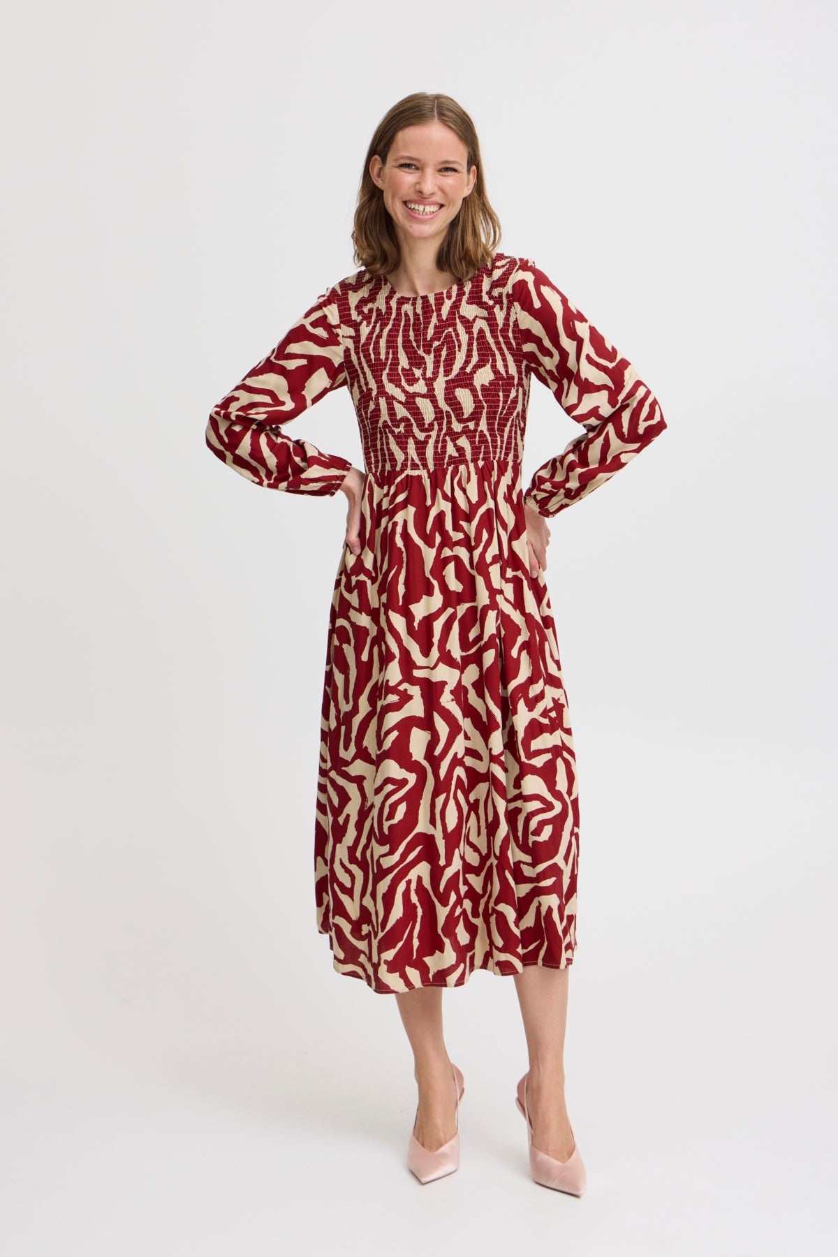 B Young JOSA Smock Dress - Pomegranate Modern Print Mix