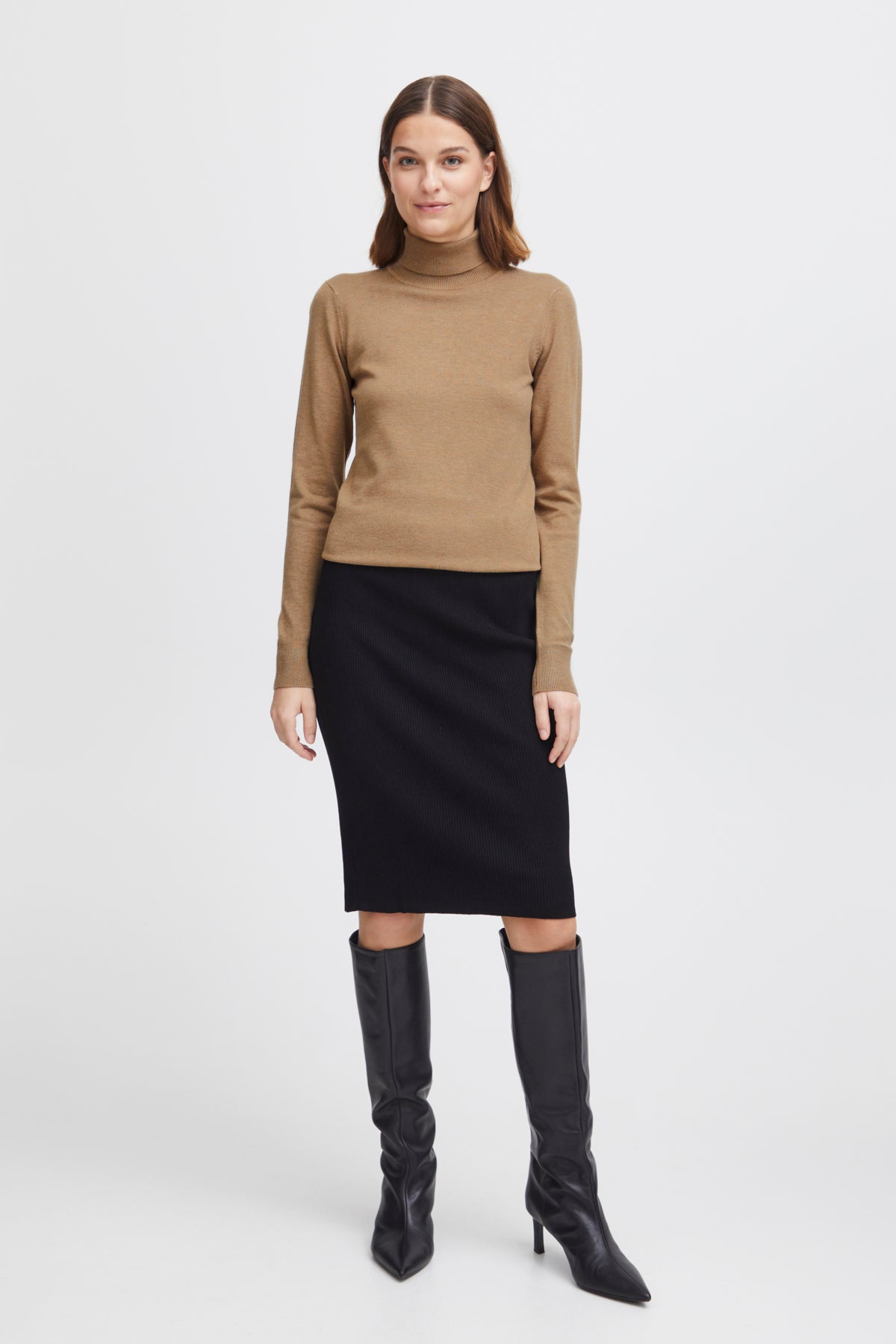 B Young MORLA Roll-Neck Jumper - Sepia Tint Melange